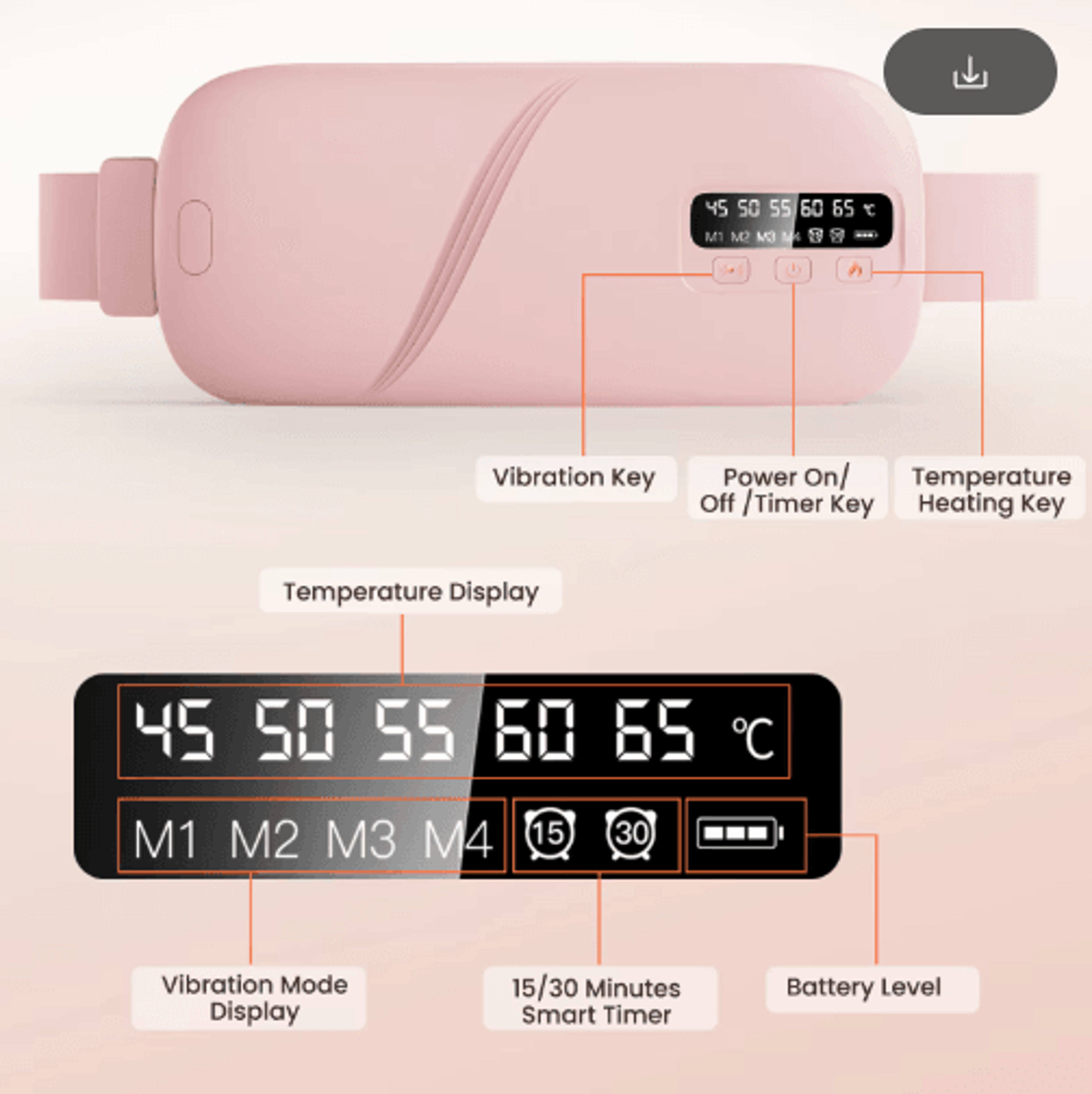 Electric Heating Pad Belt For Menstrual Comfort With Vibration Massage  Adjustable Heat 9