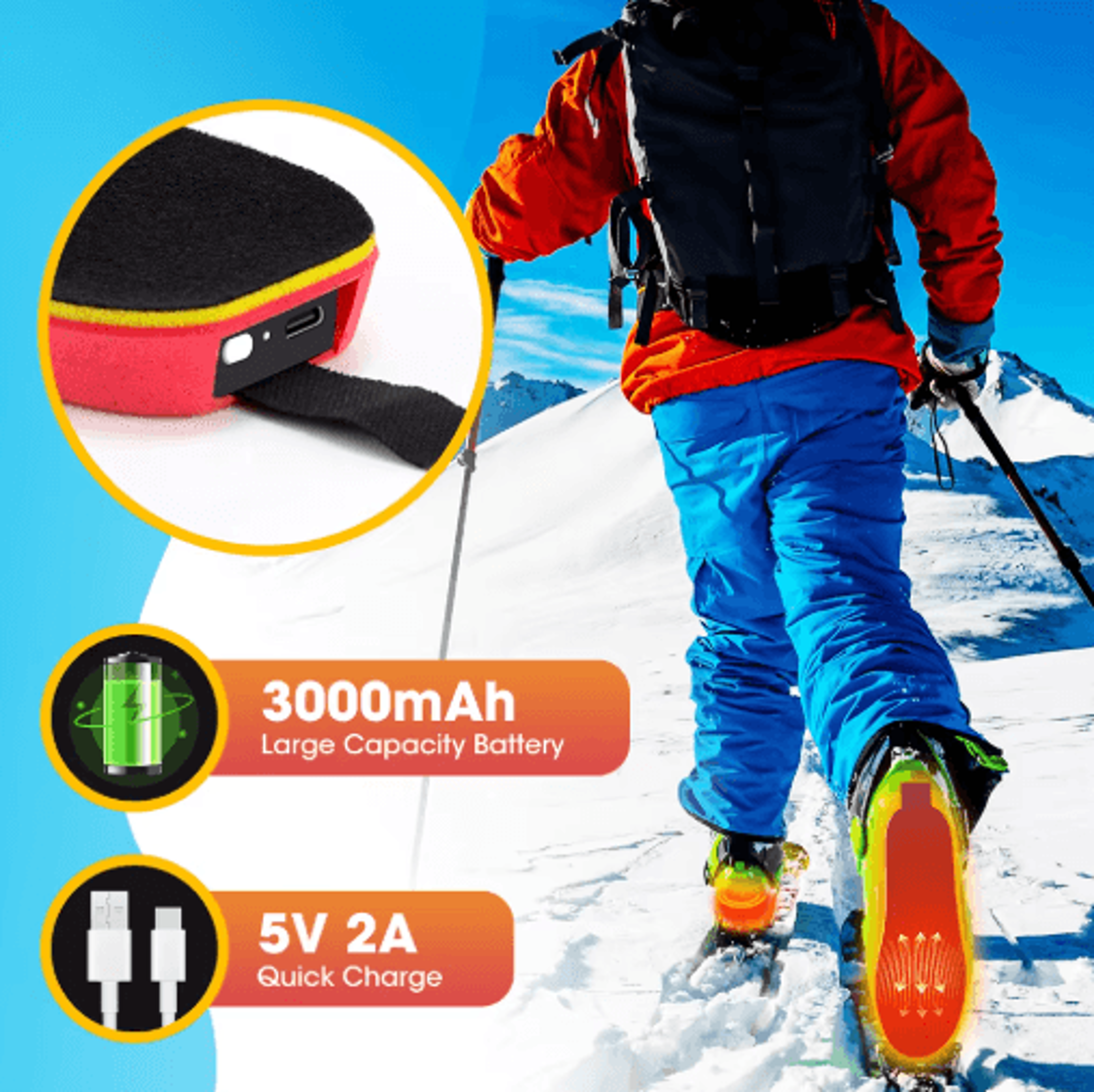 APPControl Heated Insoles With Adjustable Temperature For Winter Hiking Skiing  Outdoor Comfort 7
