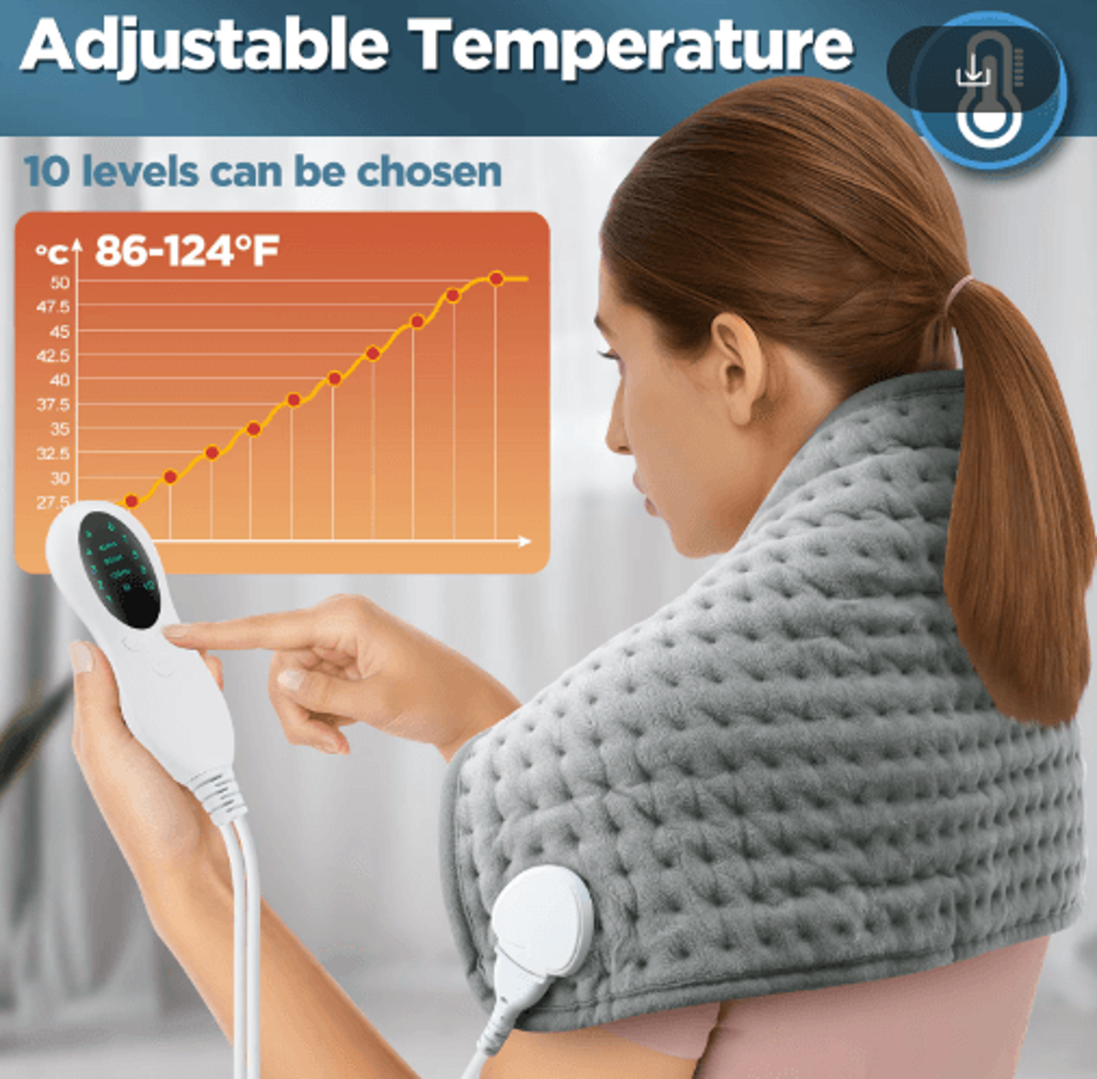Electric Heating Pad Blanket For Neck Shoulders Back  Legs  Washable 50 By 100cm Heated Throw 6