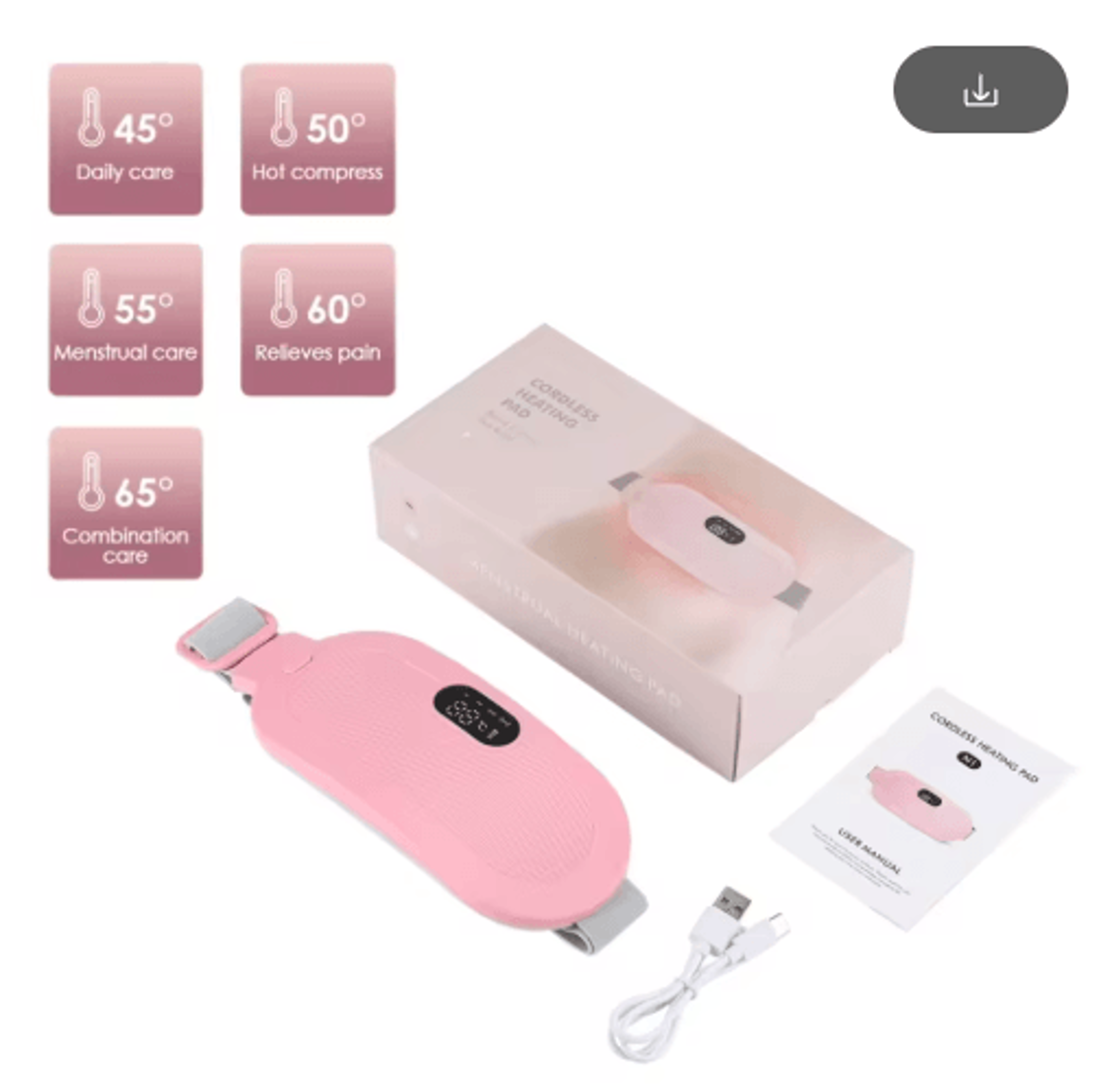 USB Rechargeable Menstrual Heating Pad Belt With Vibration Massage For Abdominal Comfort 2