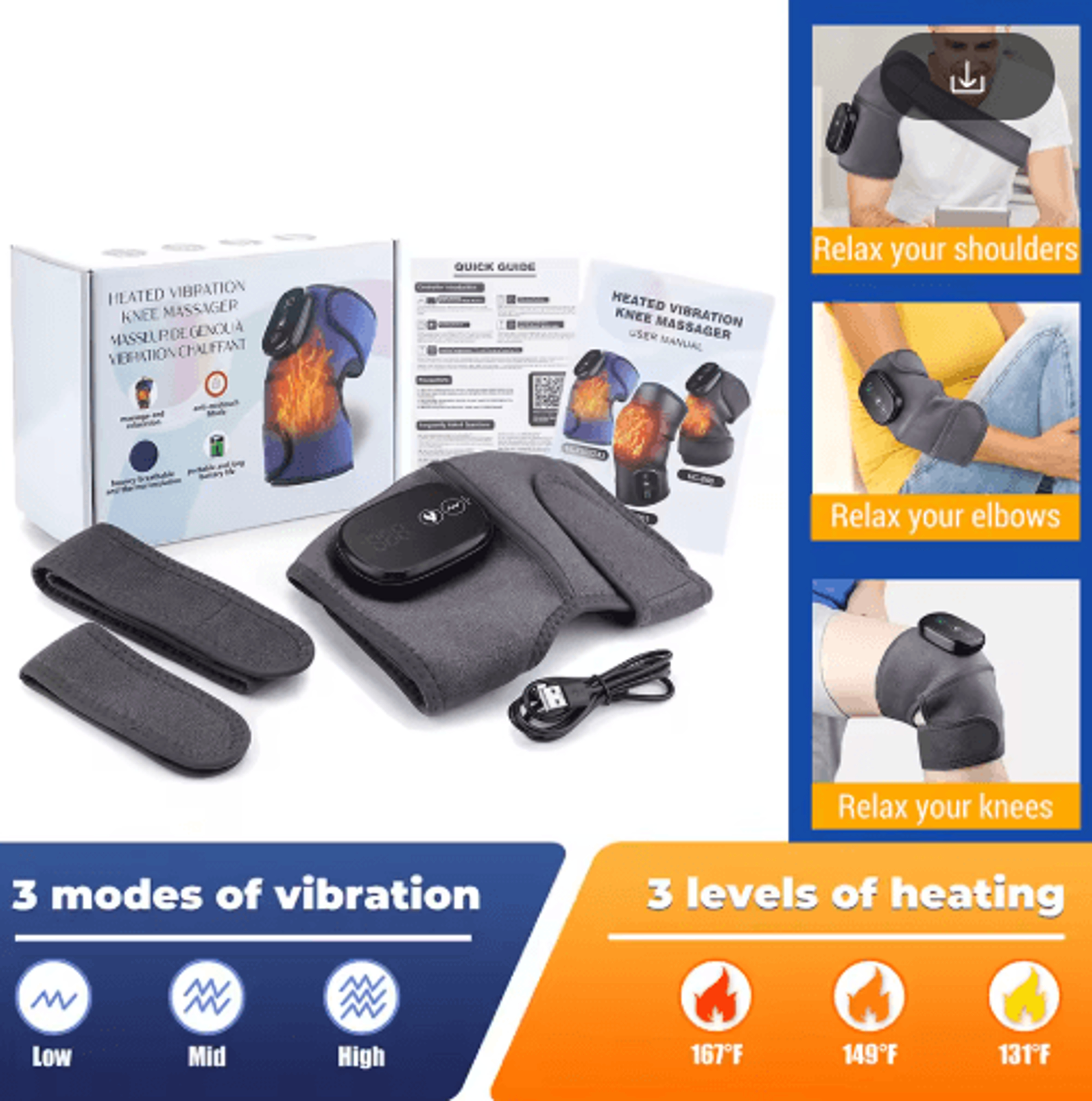 3in1 Heated Joint Support Wrap For Knee Shoulder  Elbow With Hot Compress Therapy 2