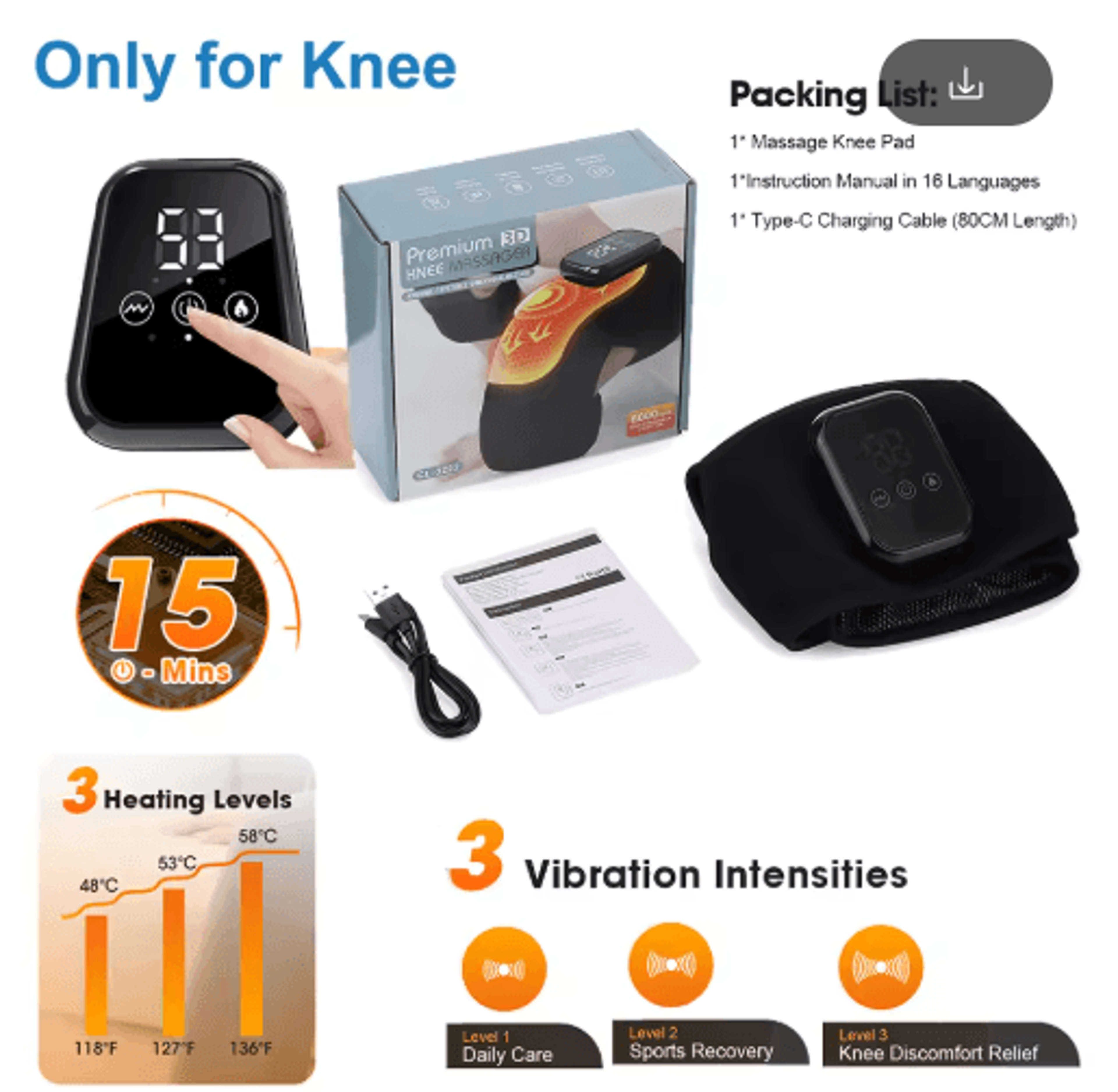 3in1 Heated Joint Support Wrap For Knee Shoulder  Elbow With Hot Compress Therapy 4