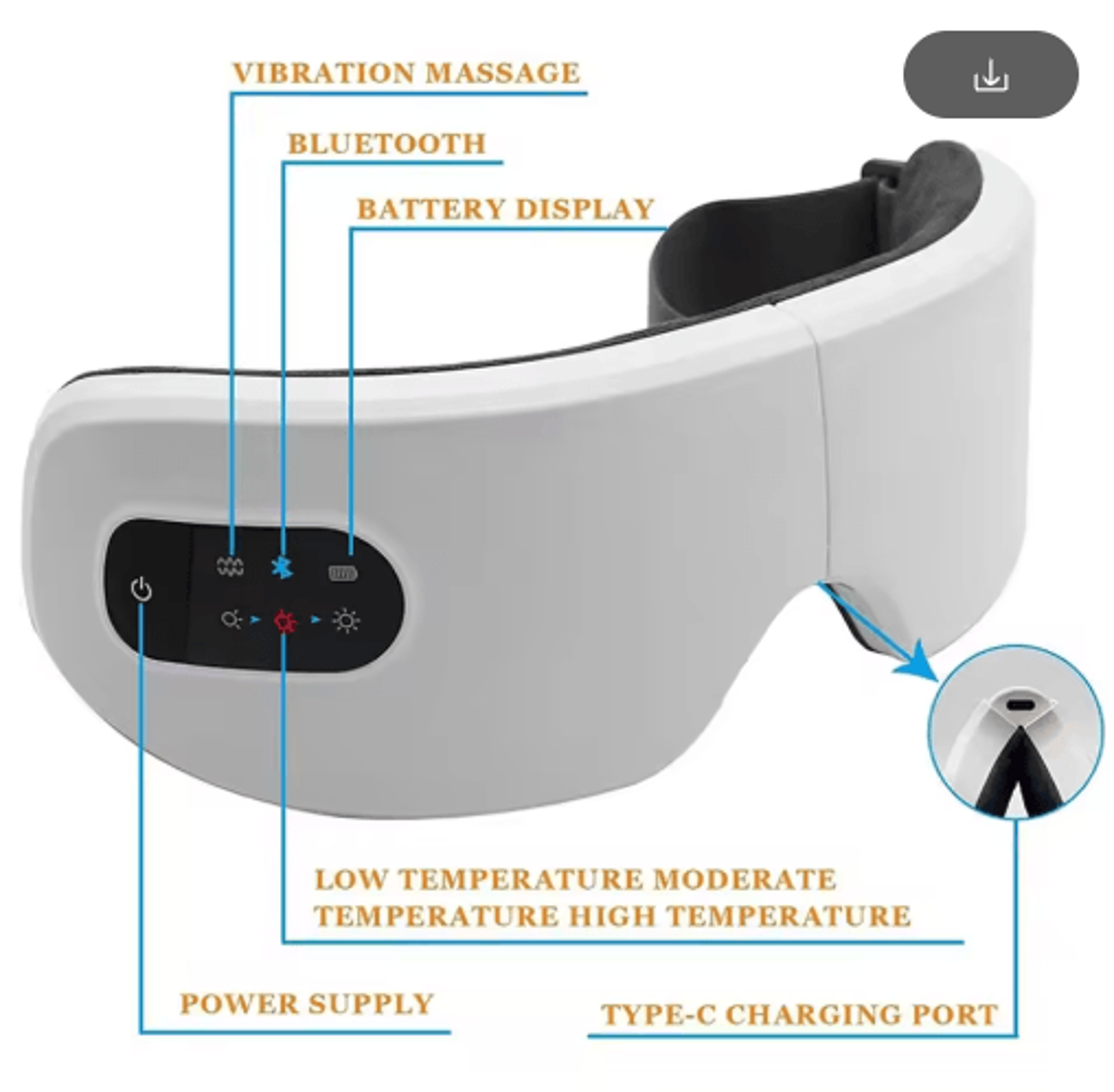 Smart Eye Massager With Heat Vibration  Bluetooth Music  Wireless Eye Relaxation Mask 4