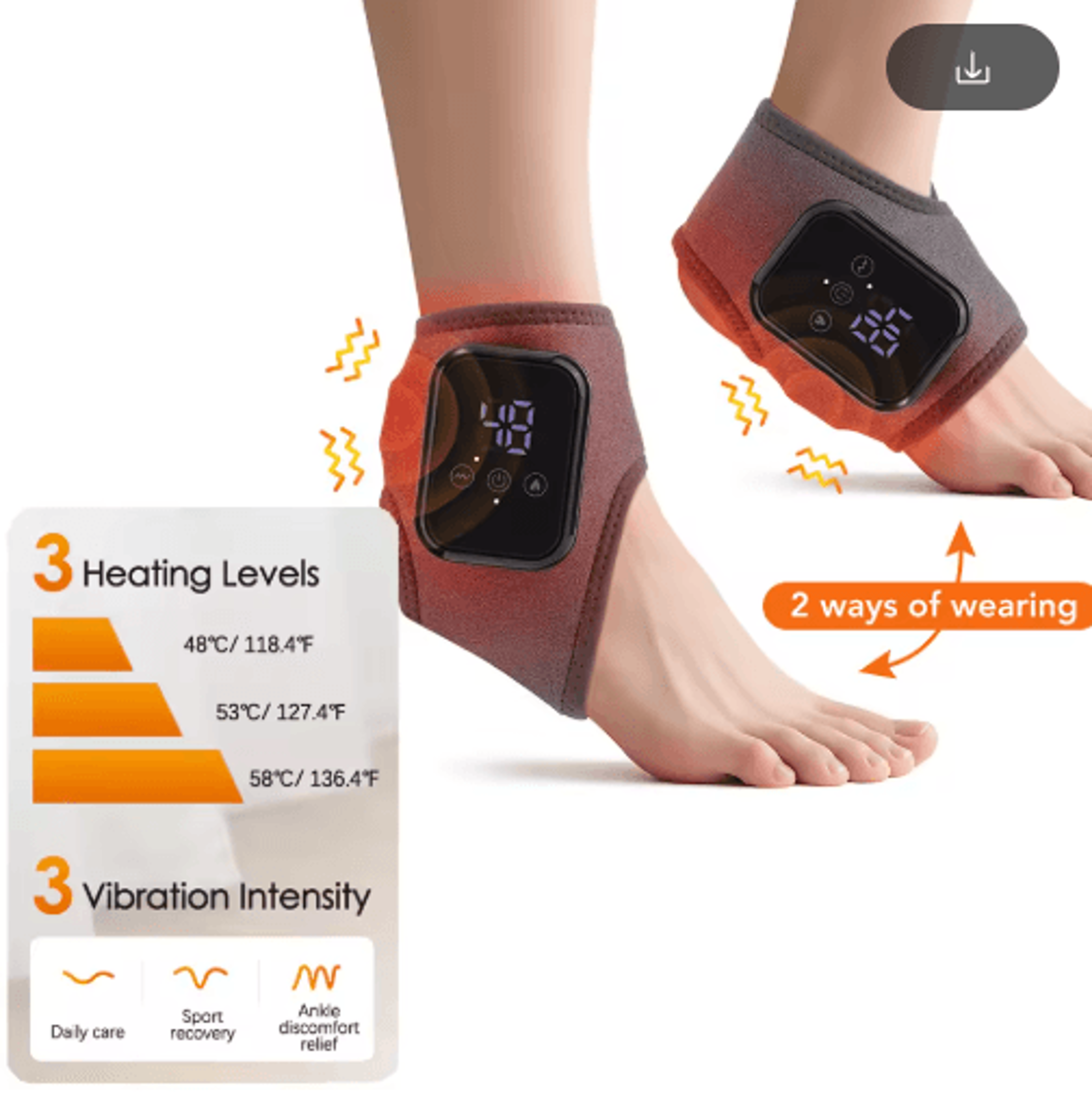 Cordless Electric Ankle Massager With Infrared Heat  Vibration  Heated Ankle Brace For Joint  Muscl 2