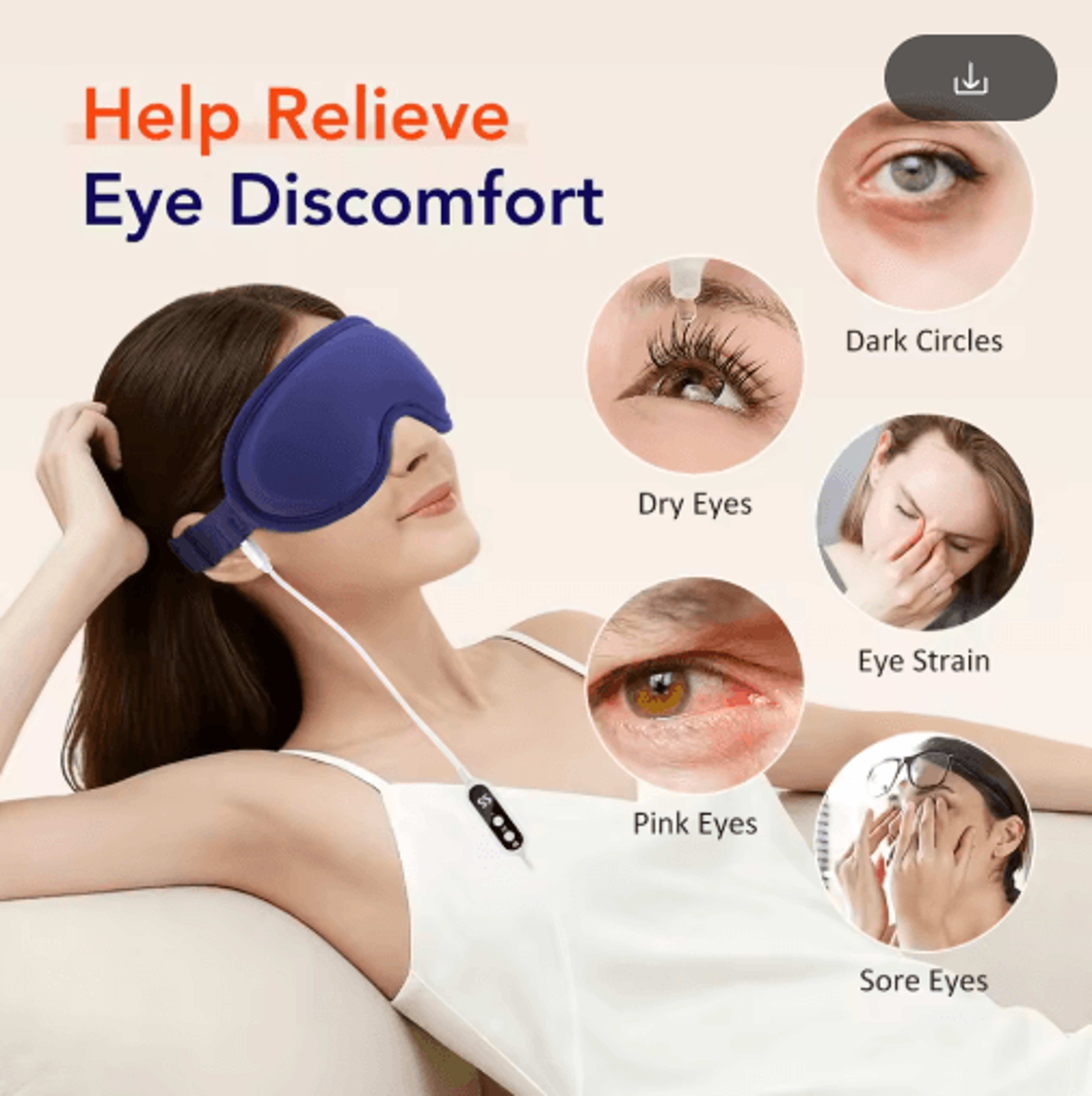 USB Heated Eye Massager With Vibration  Blackout Warm Compress Sleep Mask For Eye Strain Relief 4