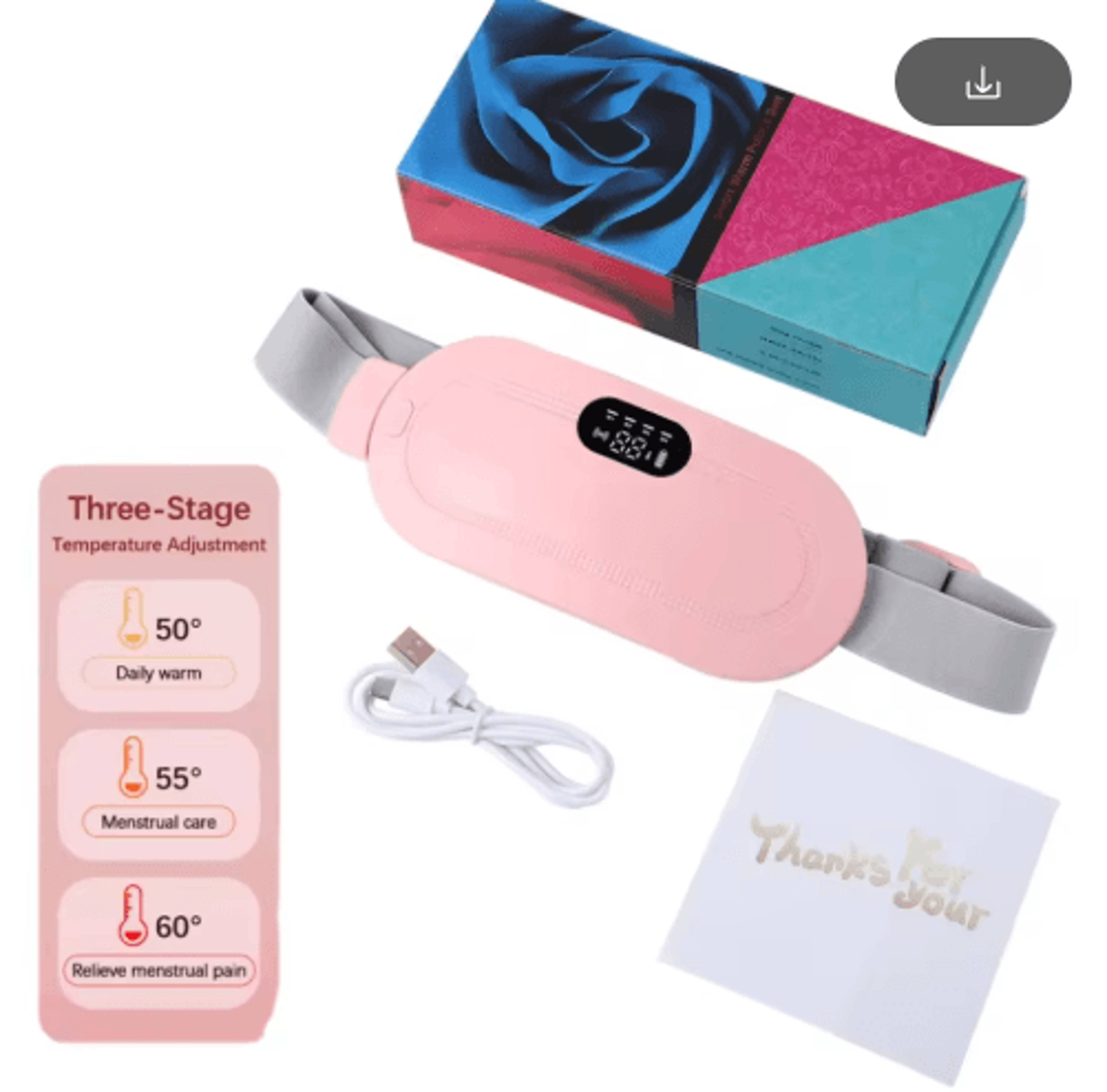USB Rechargeable Menstrual Heating Pad With Vibration  Electric Waist  Abdominal Cramp Relief Massa 3