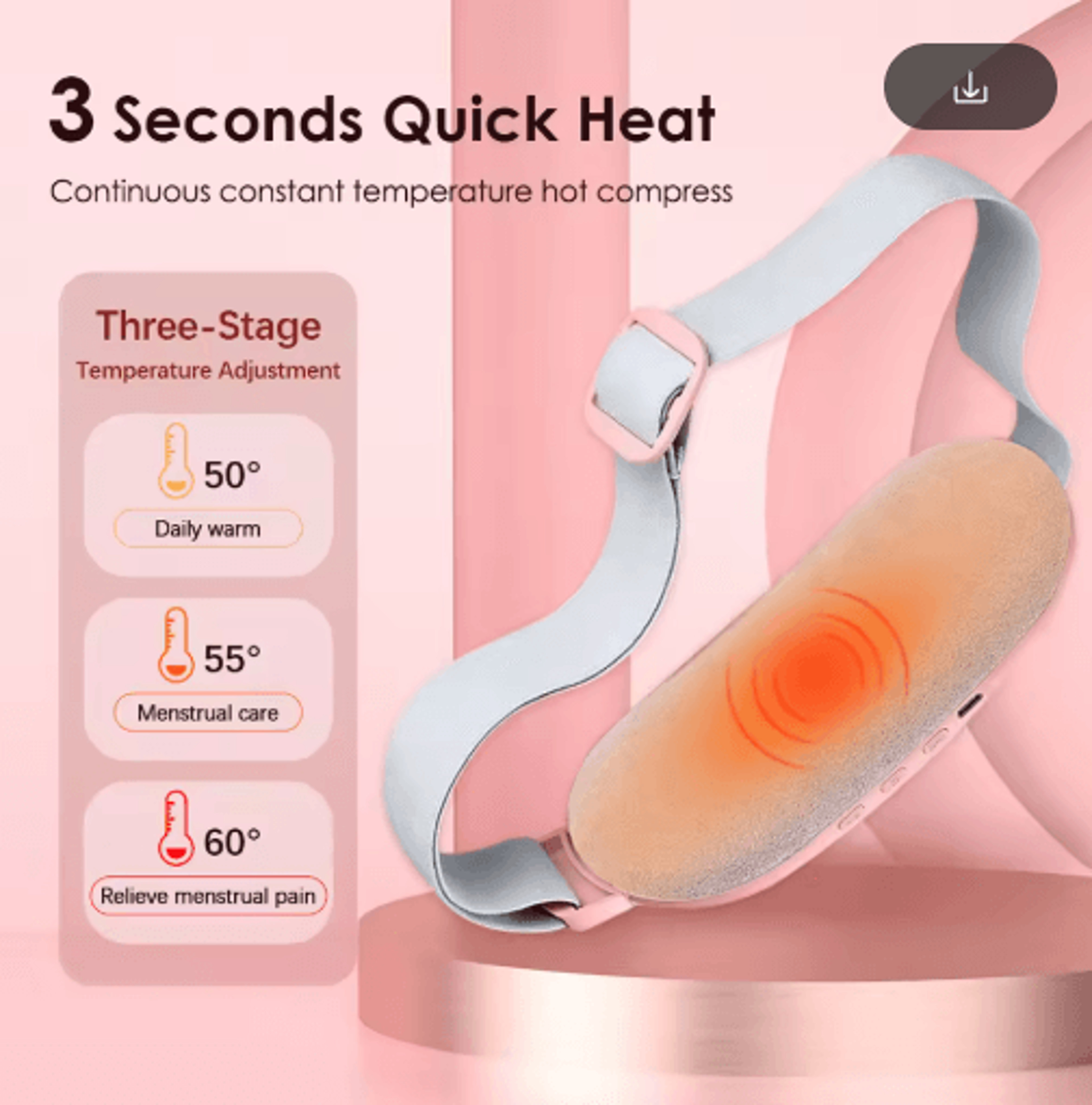 USB Rechargeable Menstrual Heating Pad With Vibration  Electric Waist  Abdominal Cramp Relief Massa 9
