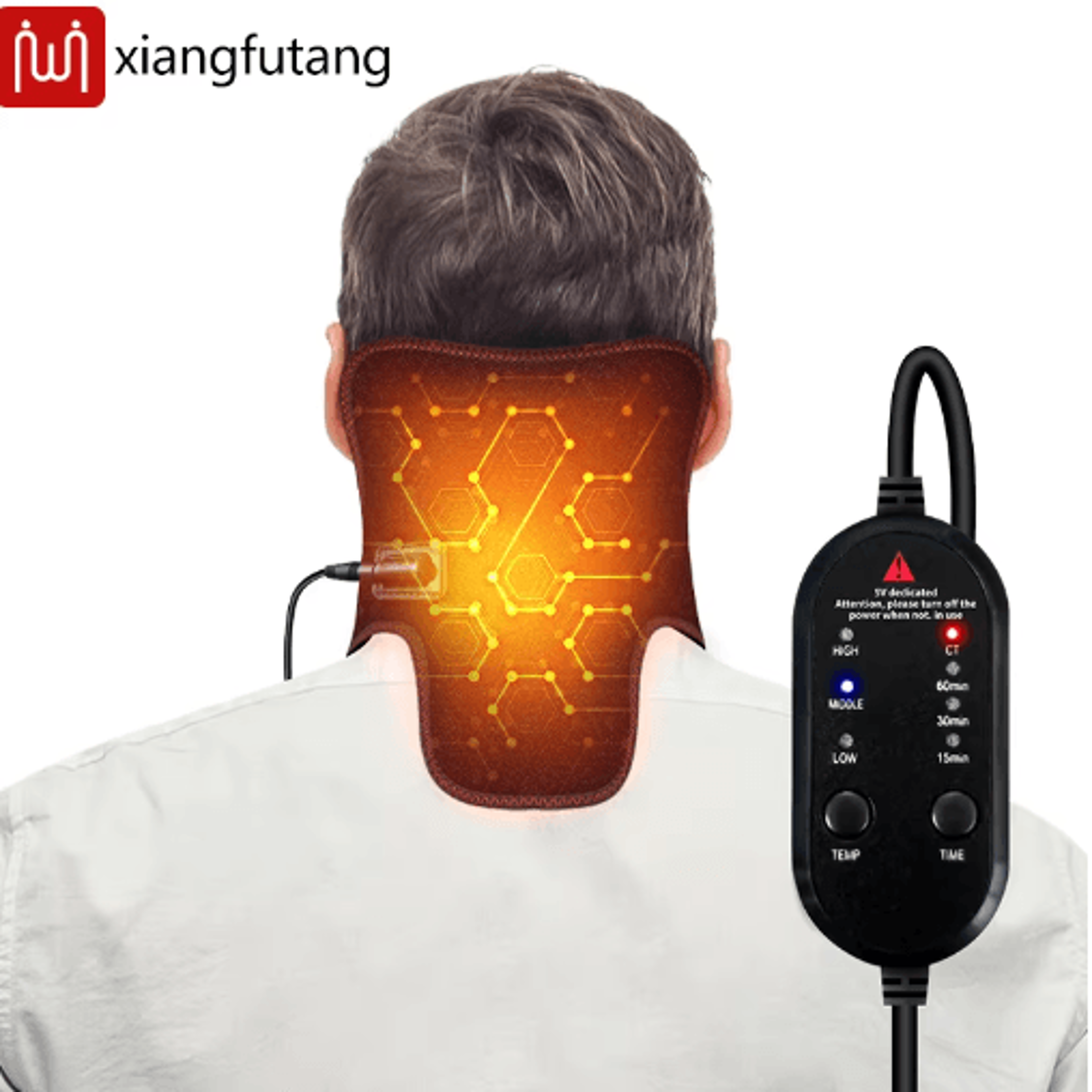 Electric Heated Neck Brace Massager  Adjustable Neck Support Belt With 3 Heat Levels 0