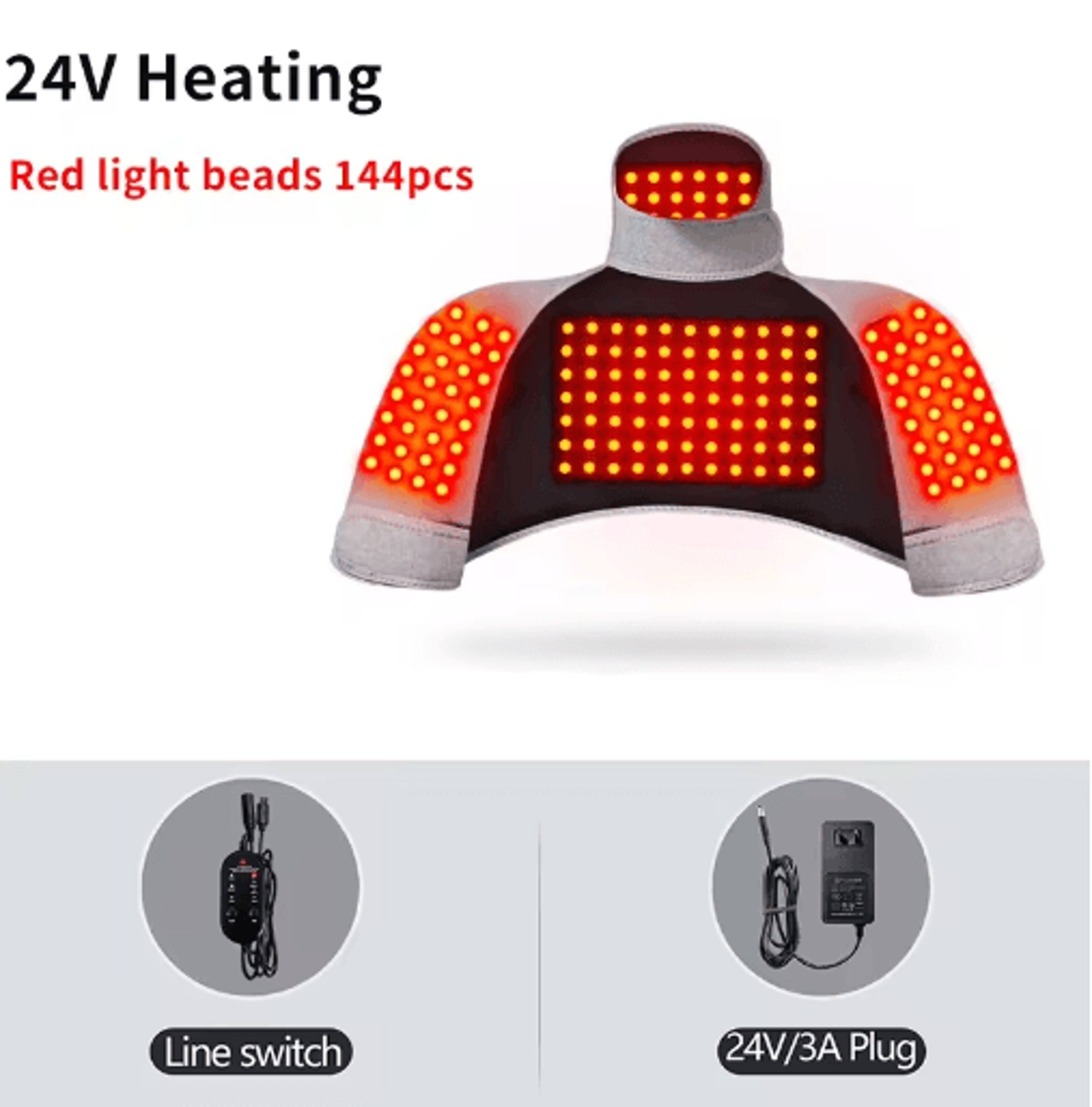 Red Light Heated Massage Shawl  Neck  Shoulder Heating Pad With 3 Heat  Vibration Levels 2