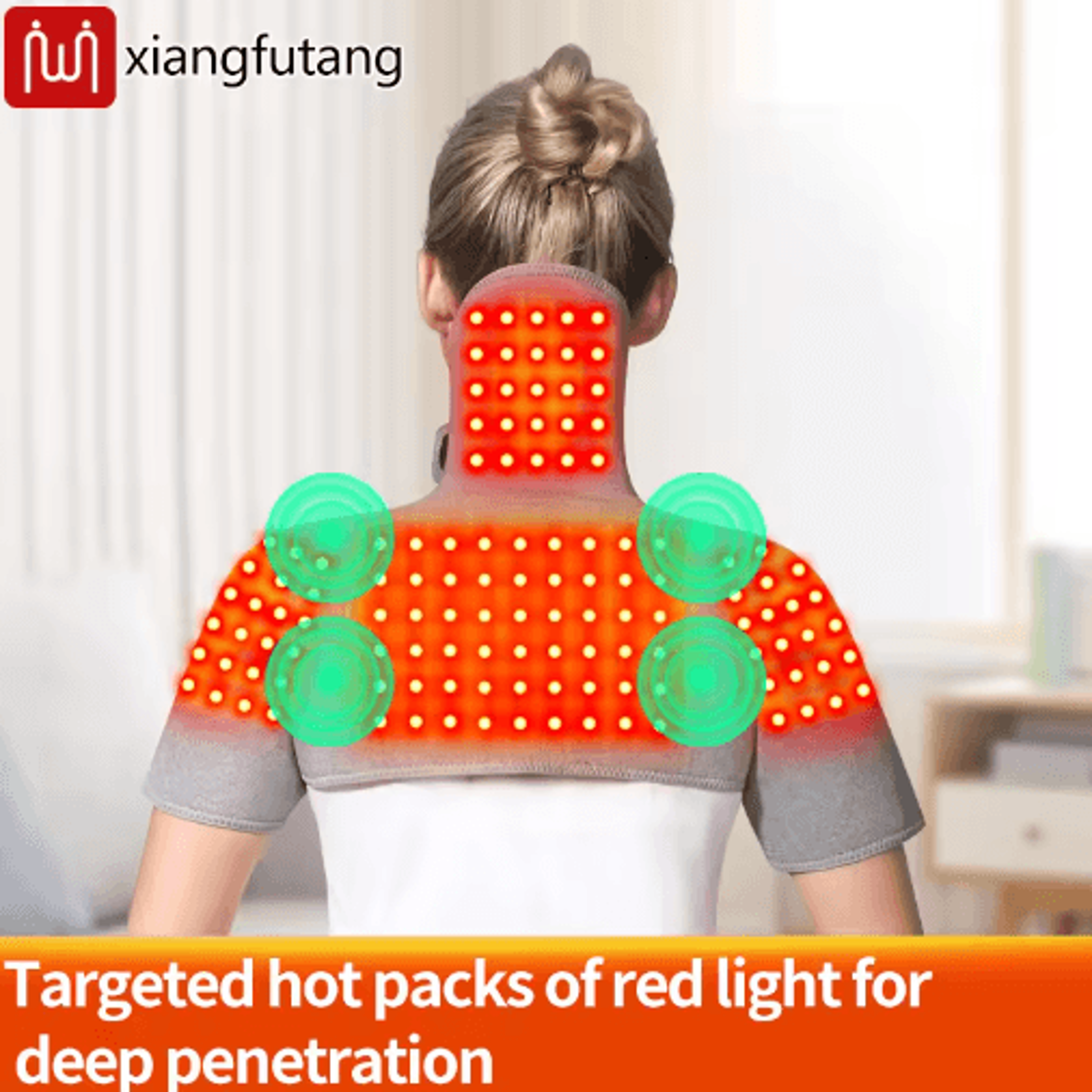 Red Light Heated Massage Shawl  Neck  Shoulder Heating Pad With 3 Heat  Vibration Levels 7