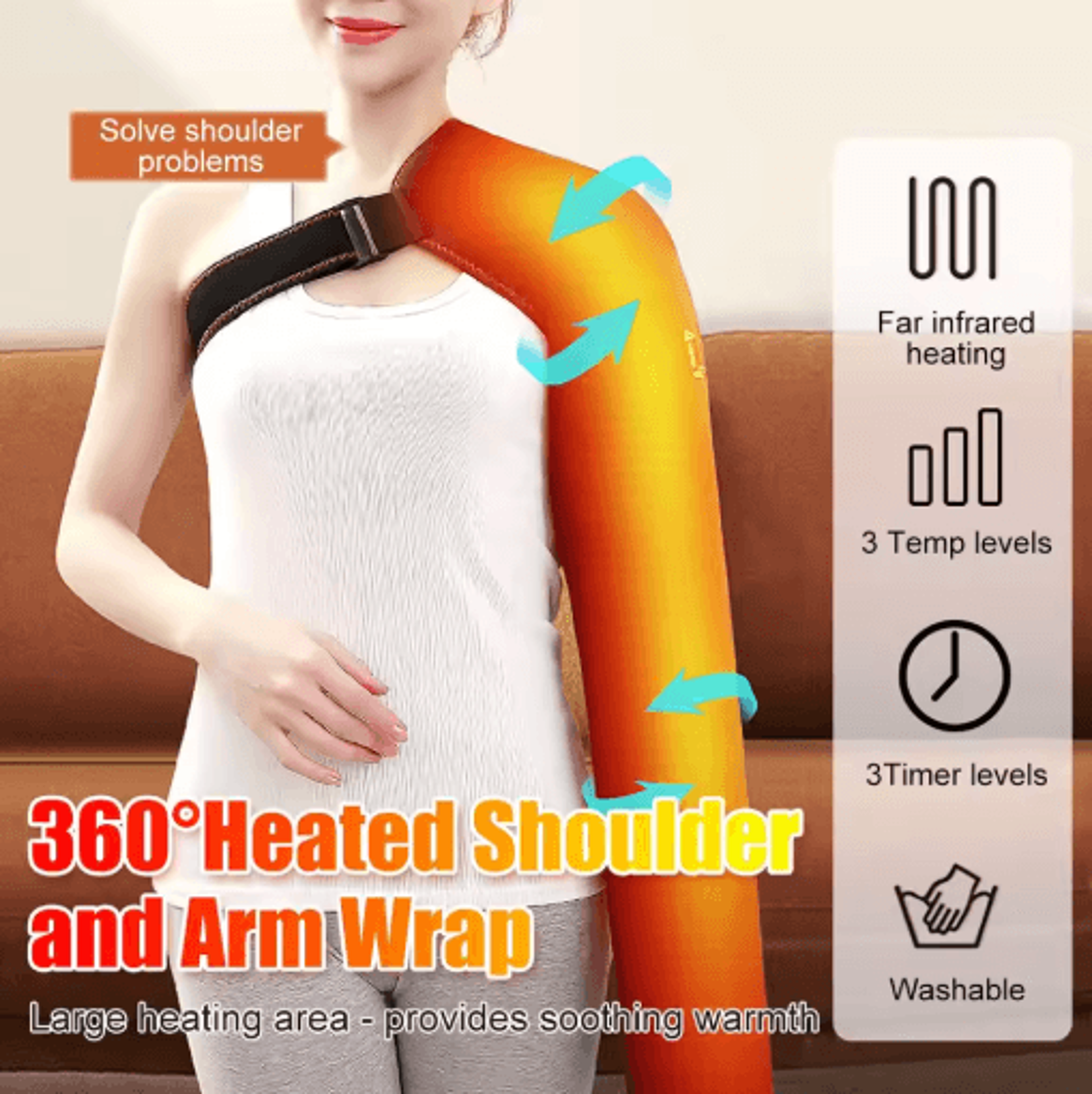 Electric Heated Arm Wrap  Long Heating Massage Support Brace For Shoulder Elbow Wrist  Hand 5