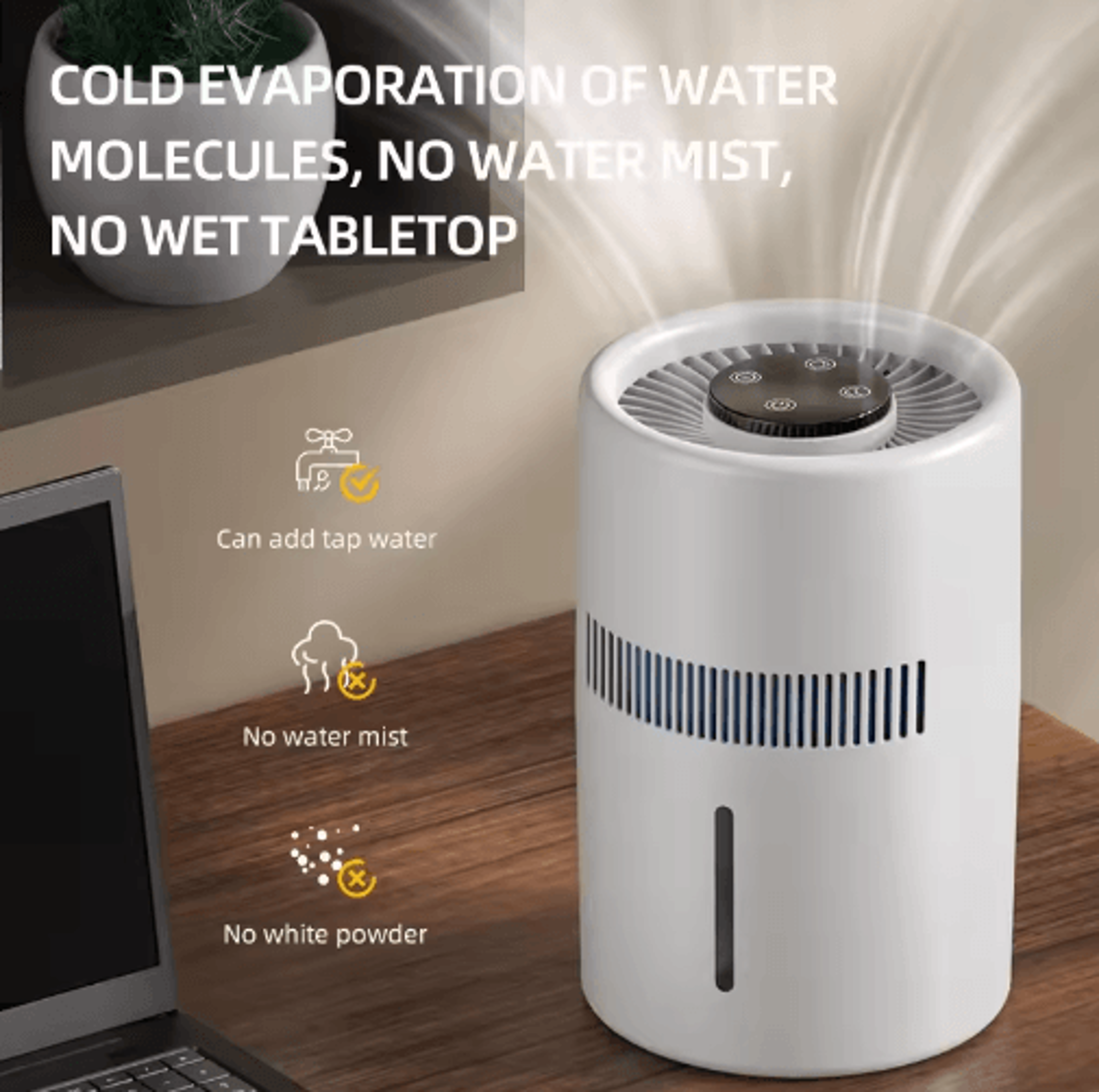 4L MistFree Humidifier With Negative Ion Purification  USB TouchControl Humidifier With Aromatherap 6
