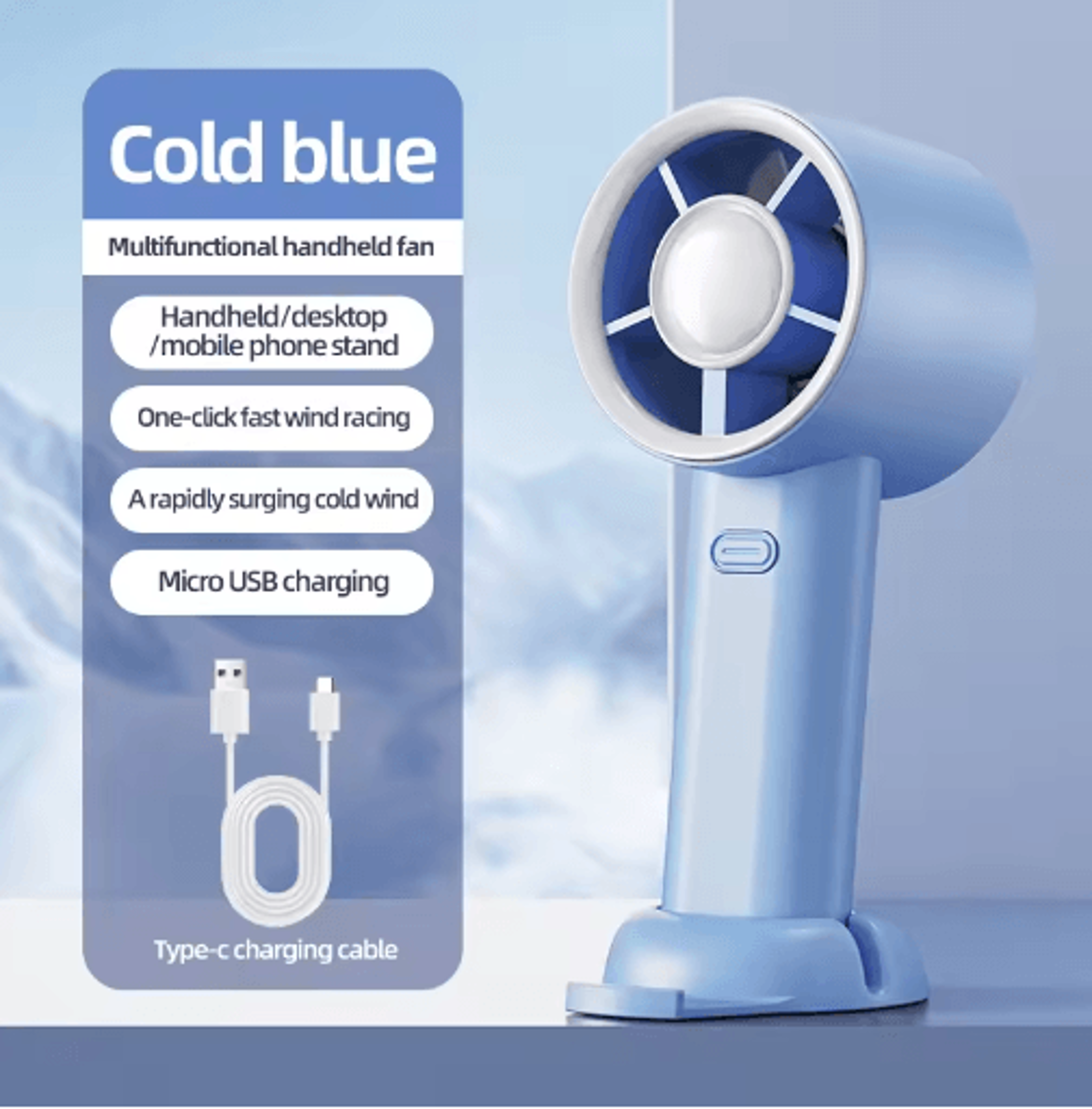 Mini Portable Handheld Fan  USB Rechargeable Cooling Fan With Digital Display 2