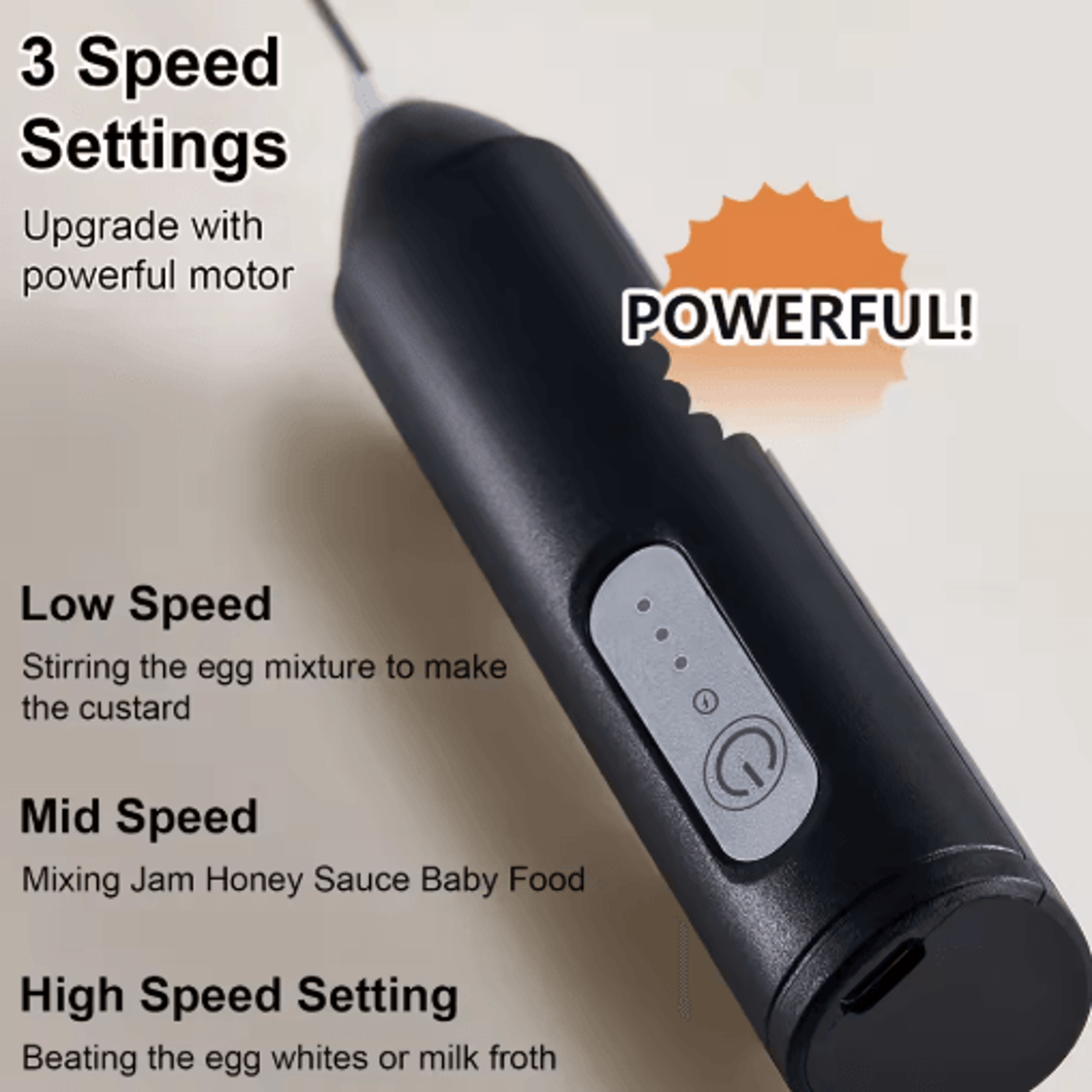 Mini USB Rechargeable Milk Frother  3Speed Handheld Foam Maker Coffee Whisk  Eg 5