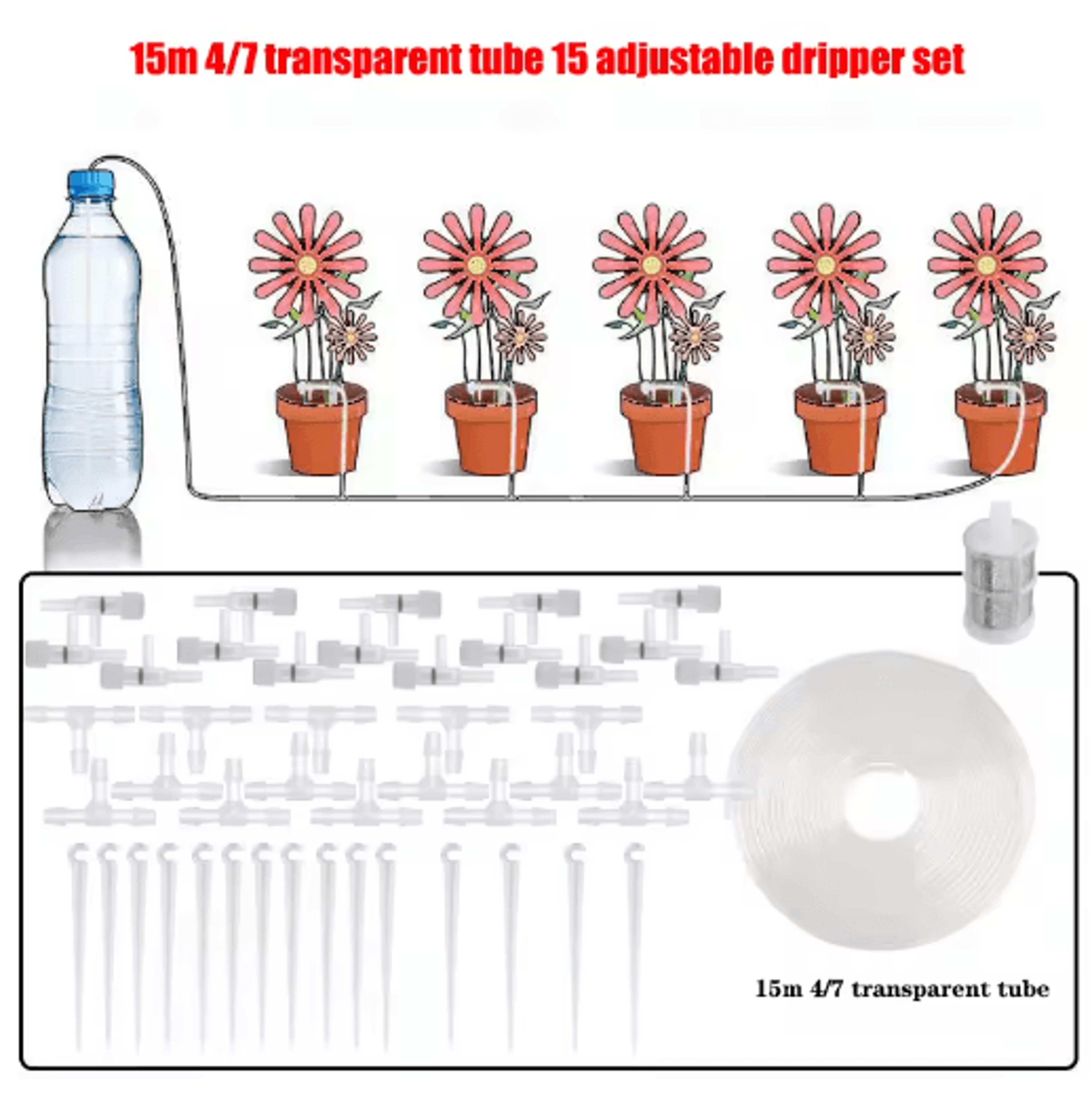 Garden Drip Irrigation Kit With Adjustable Flow Valve  Micro Dripper Watering System For Potted Pla 5