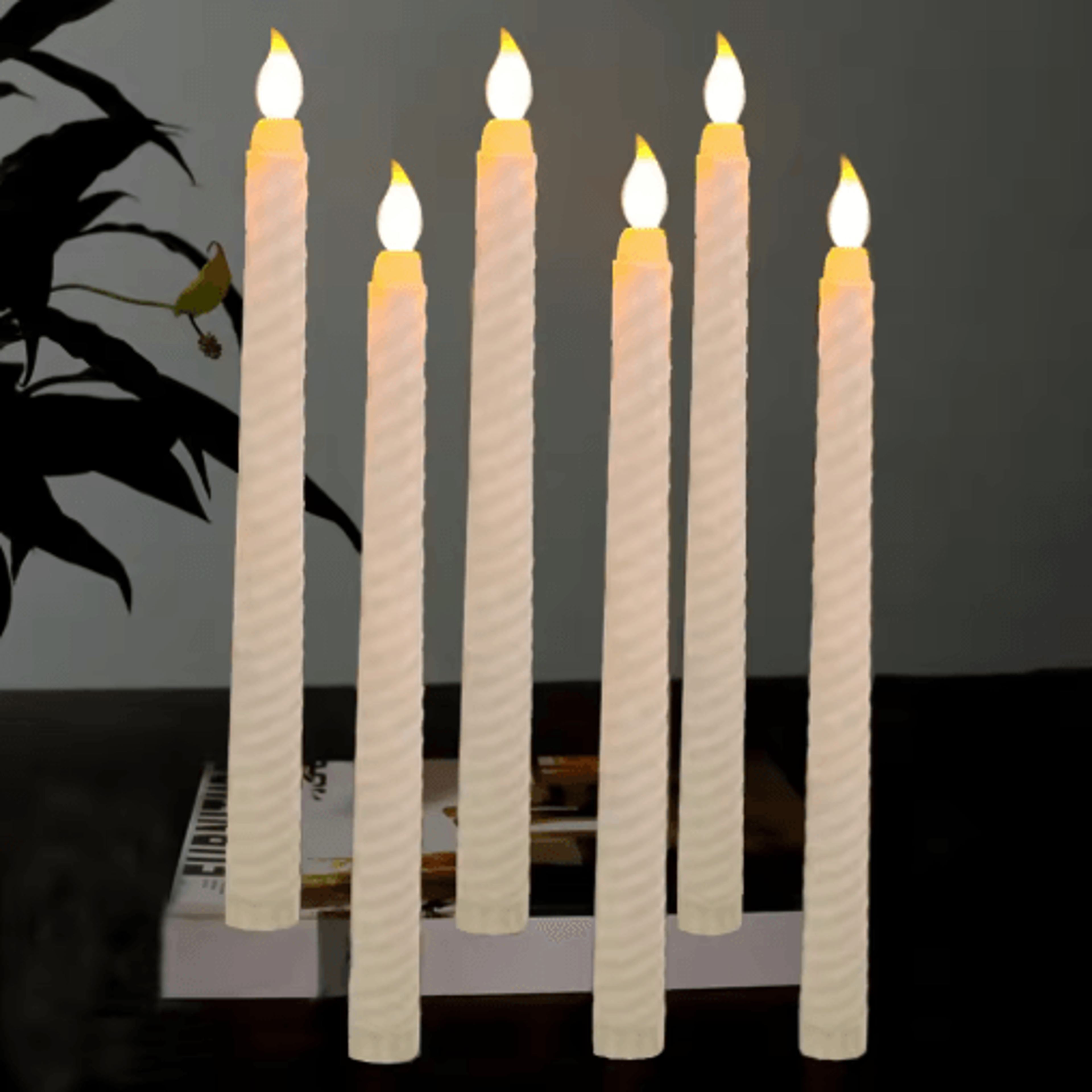 6pcs led flameless spiral taper candles – battery operated flickering candlestick lights