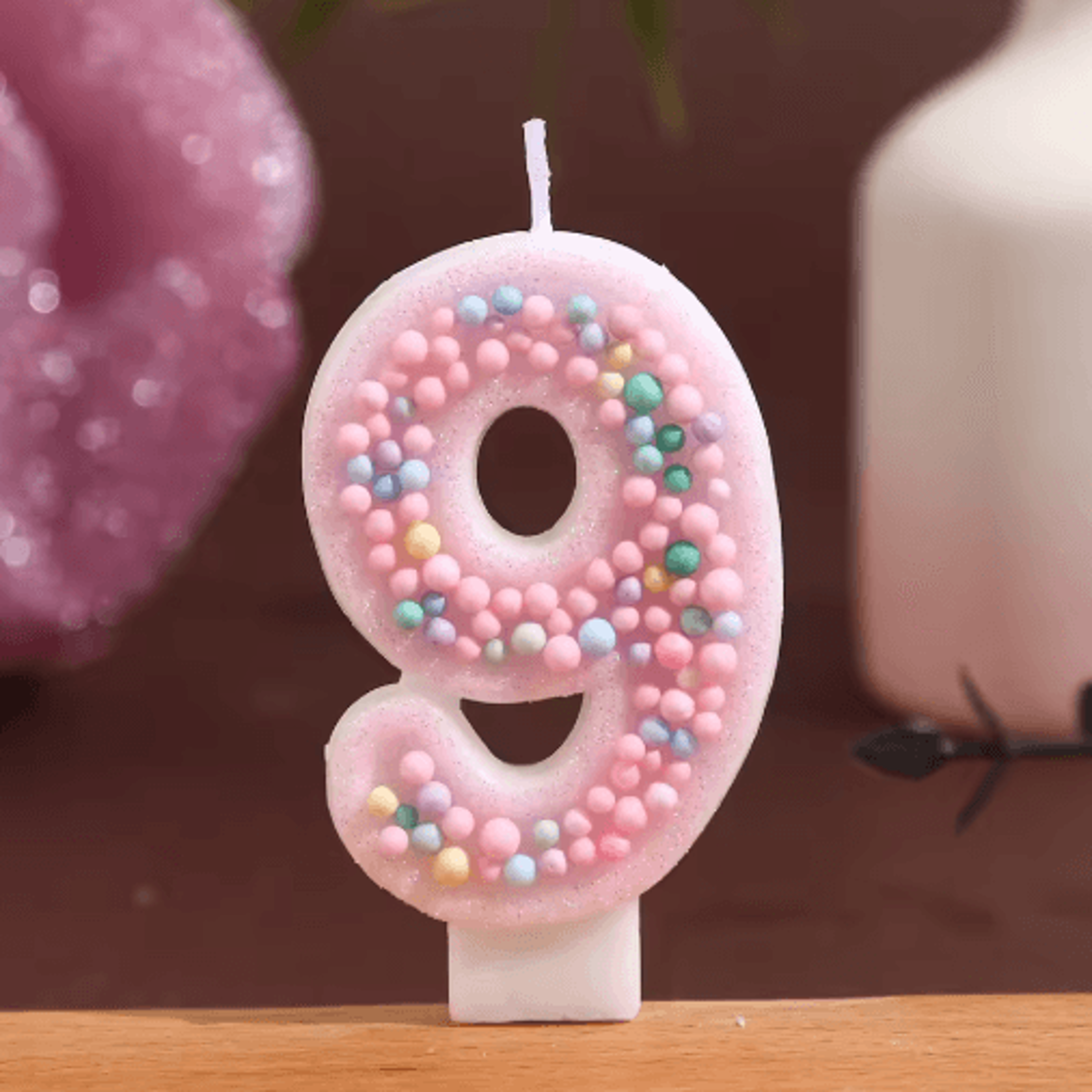 Macaron Ball Number Birthday Candle Set  Colorful Threaded Digital Cake Decorations 1