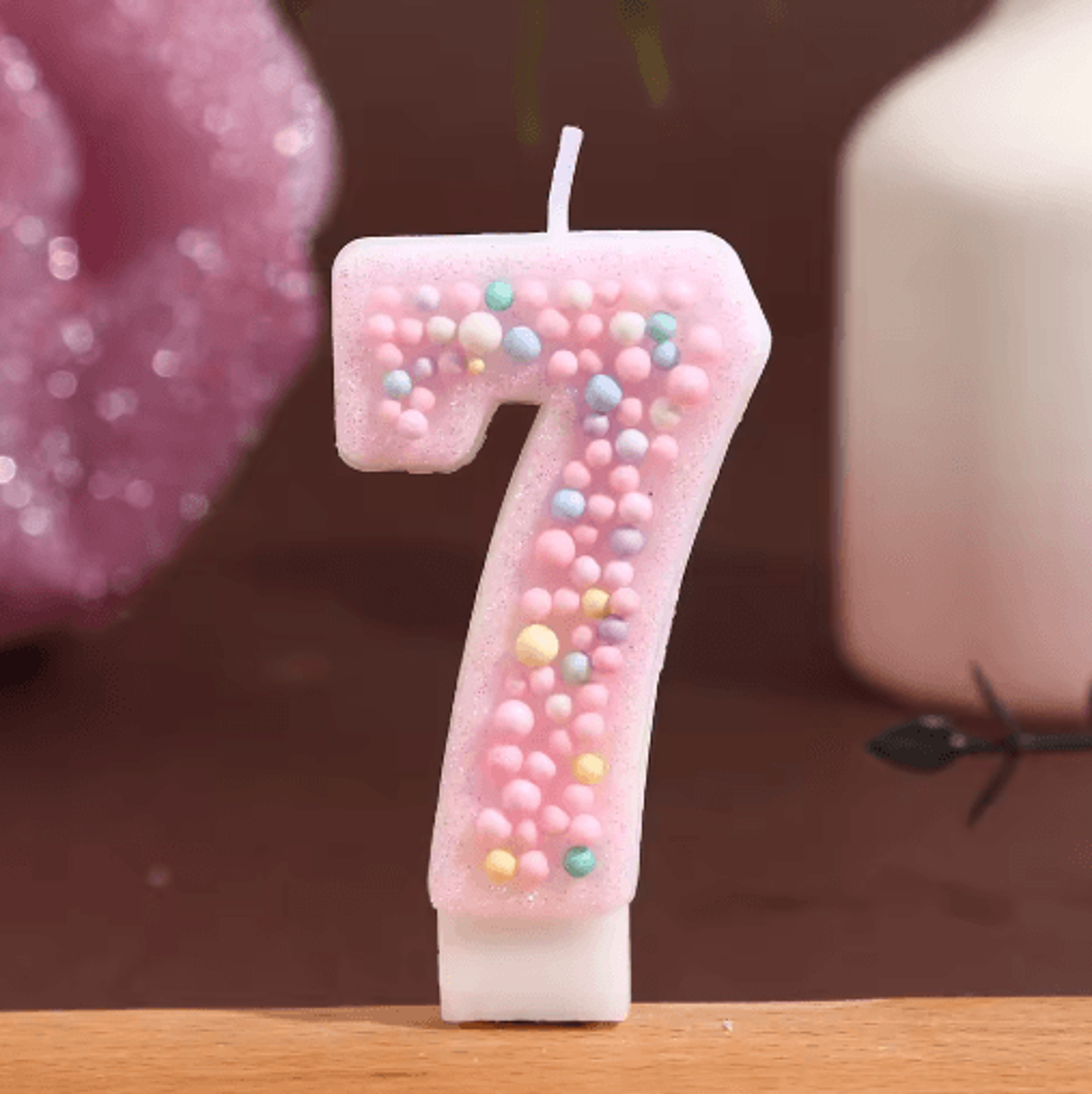 Macaron Ball Number Birthday Candle Set  Colorful Threaded Digital Cake Decorations 3