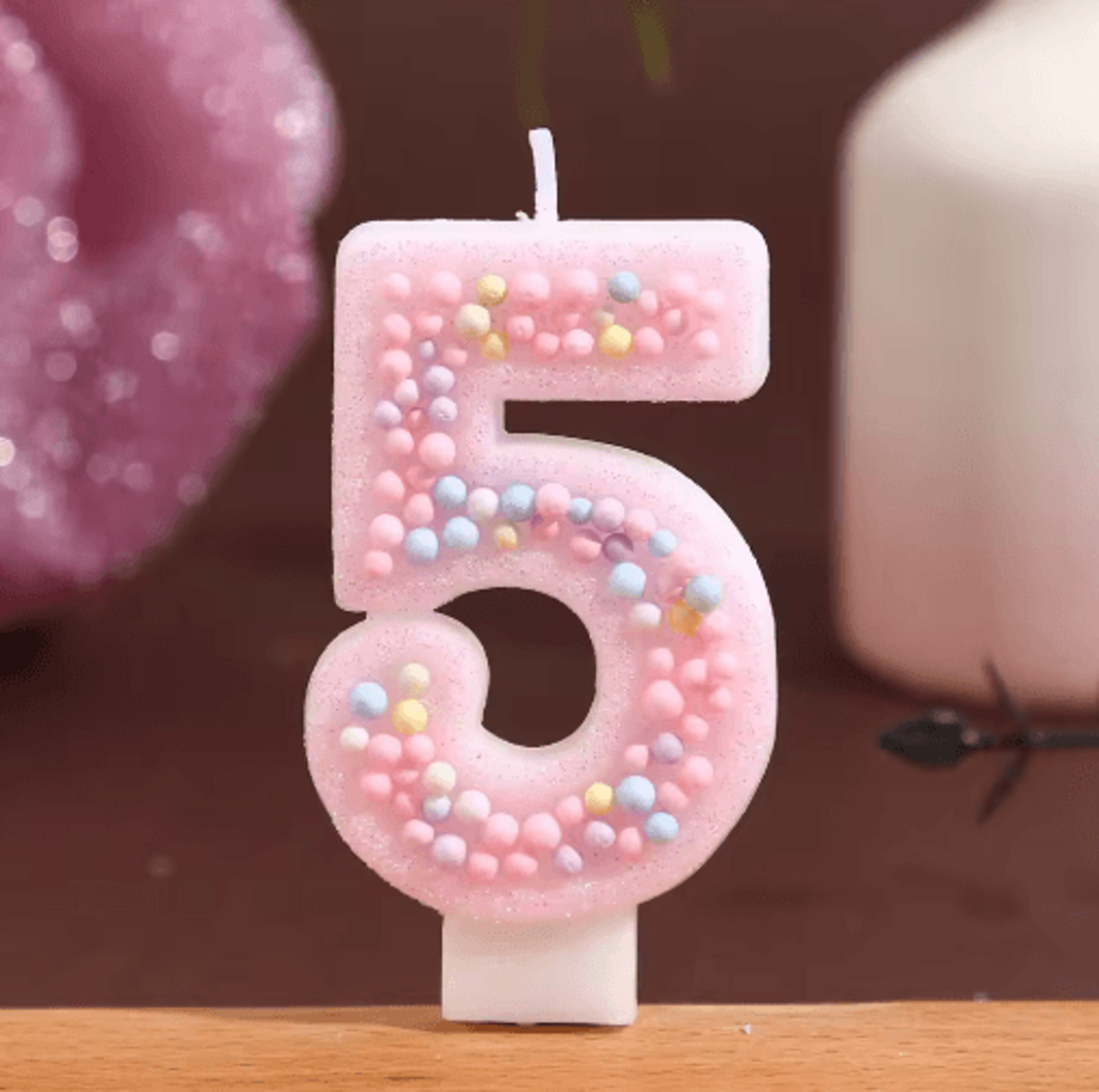 Macaron Ball Number Birthday Candle Set  Colorful Threaded Digital Cake Decorations 4