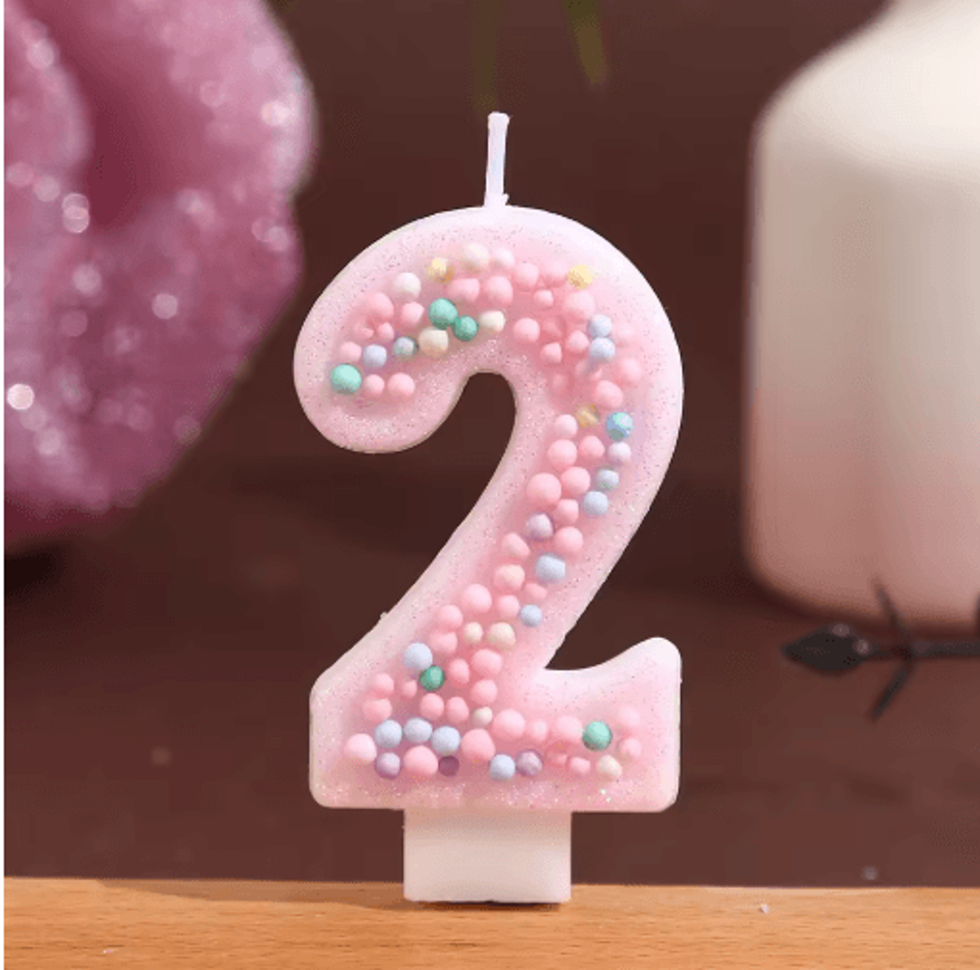 Macaron Ball Number Birthday Candle Set  Colorful Threaded Digital Cake Decorations 7