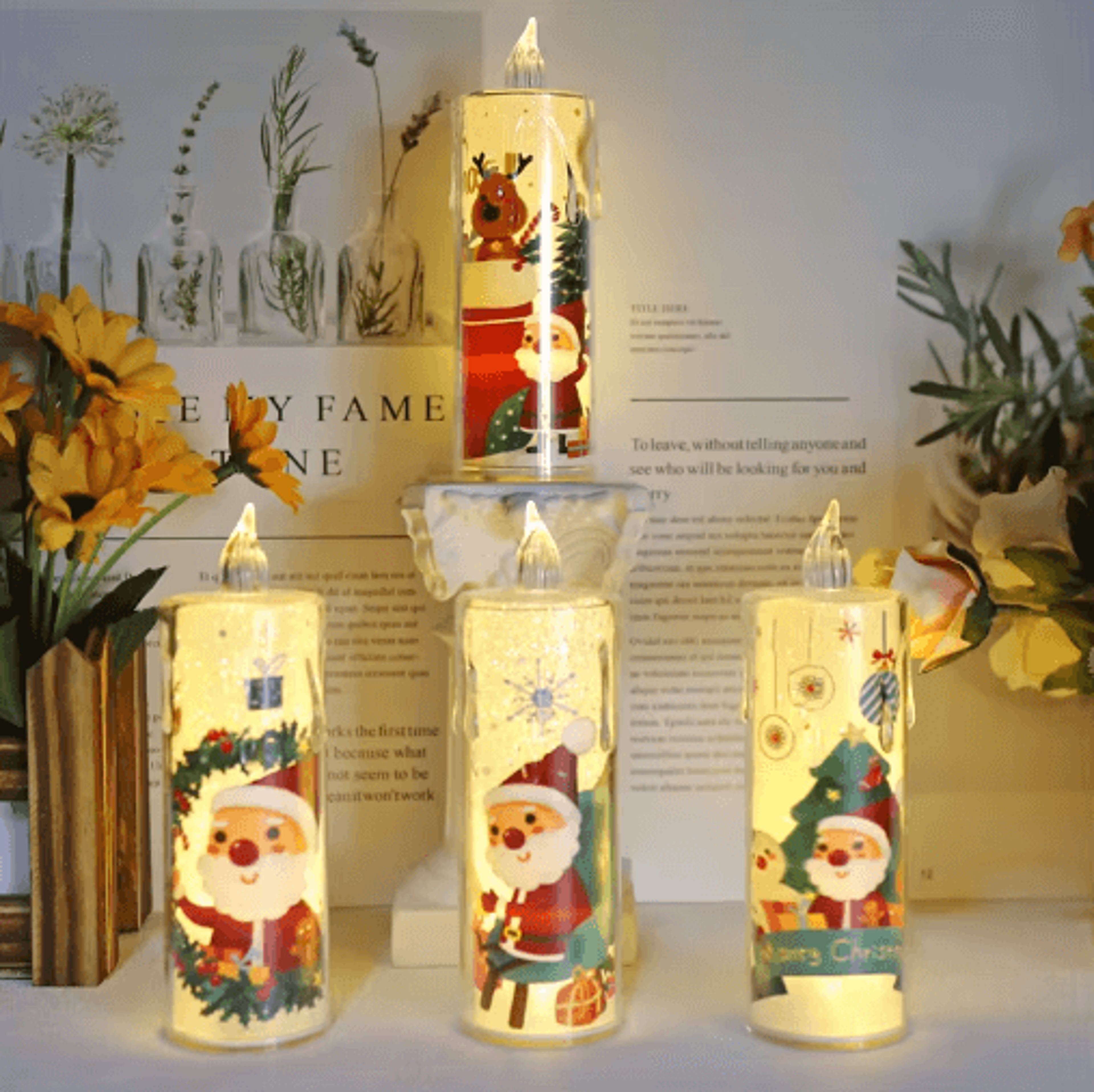 4PCS LED Crystal Transparent Candles  Flameless Electronic Candle Lights For Christmas  Home Decor 2