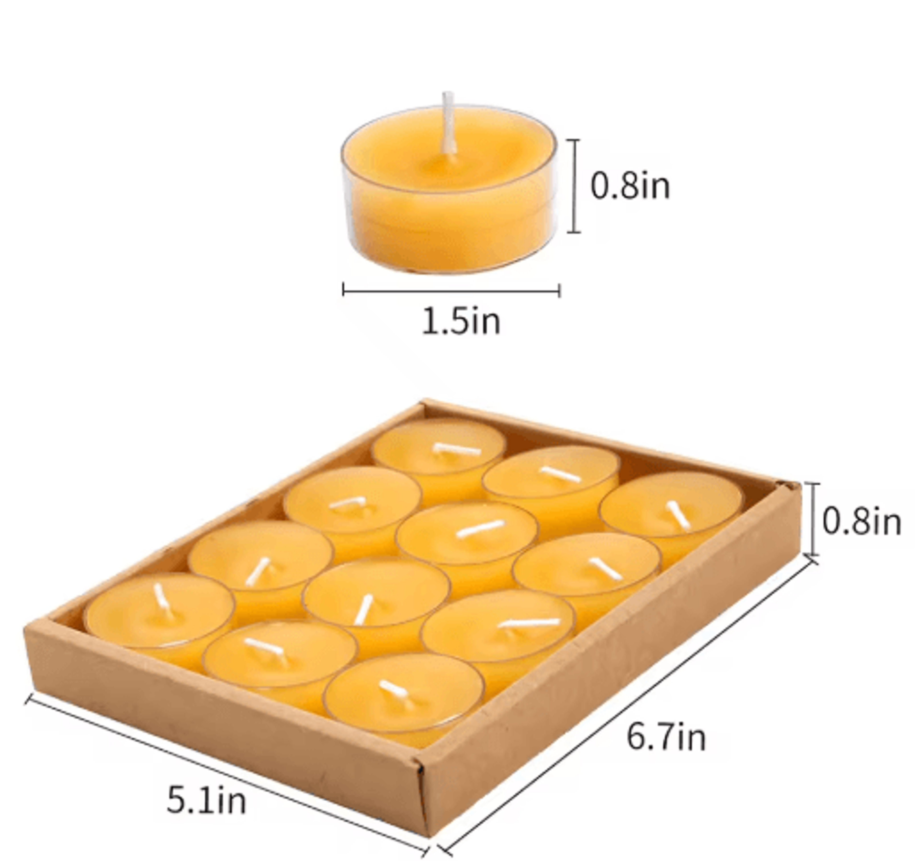 612 Pack Natural Beeswax Tealight Candles  Honey Scented Prayer  Decorative Candles 7