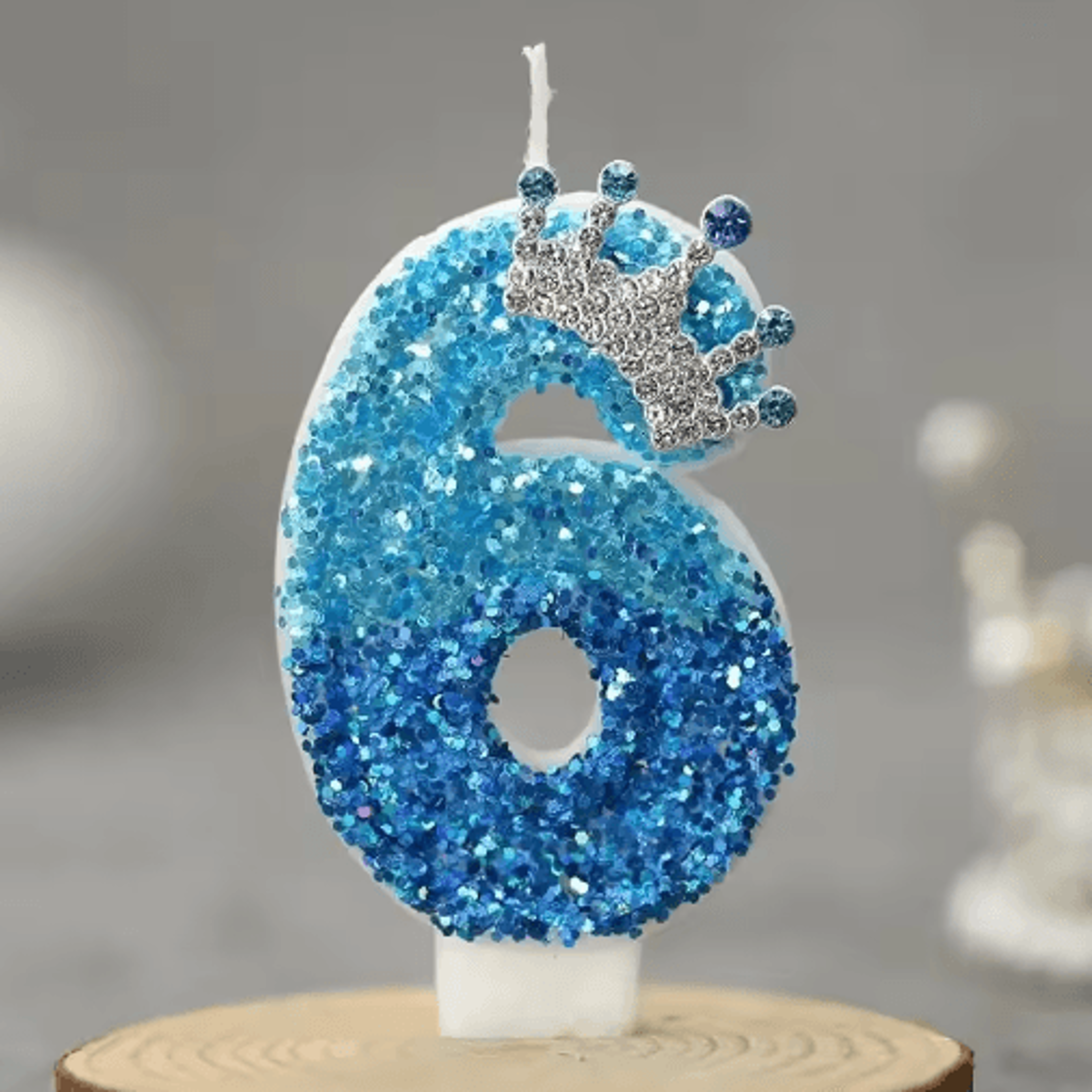 Blue Princess Crown Number Birthday Candle 09  Royal Cake Topper For Girls Birthday Parties 5