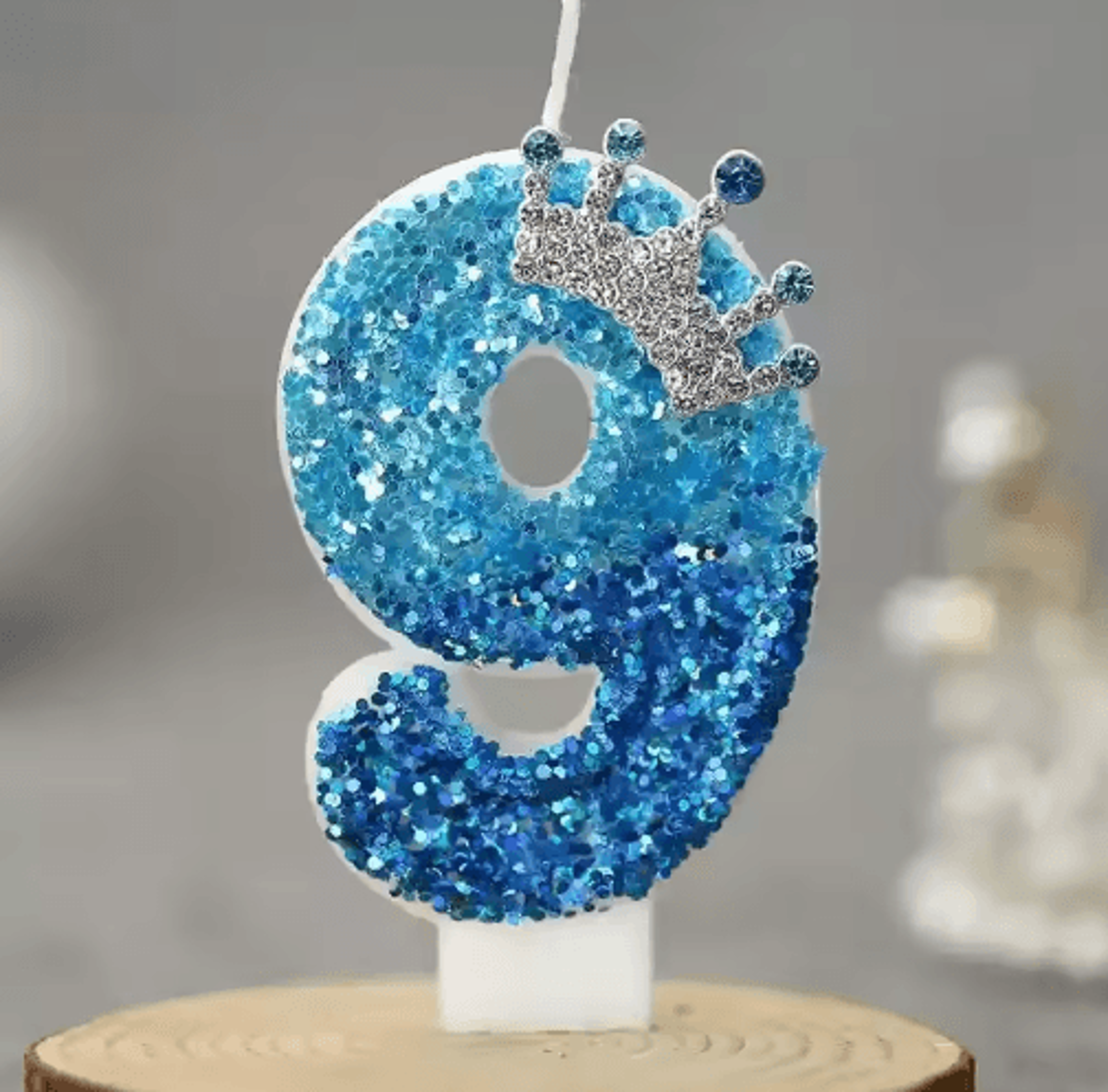 Blue Princess Crown Number Birthday Candle 09  Royal Cake Topper For Girls Birthday Parties 10