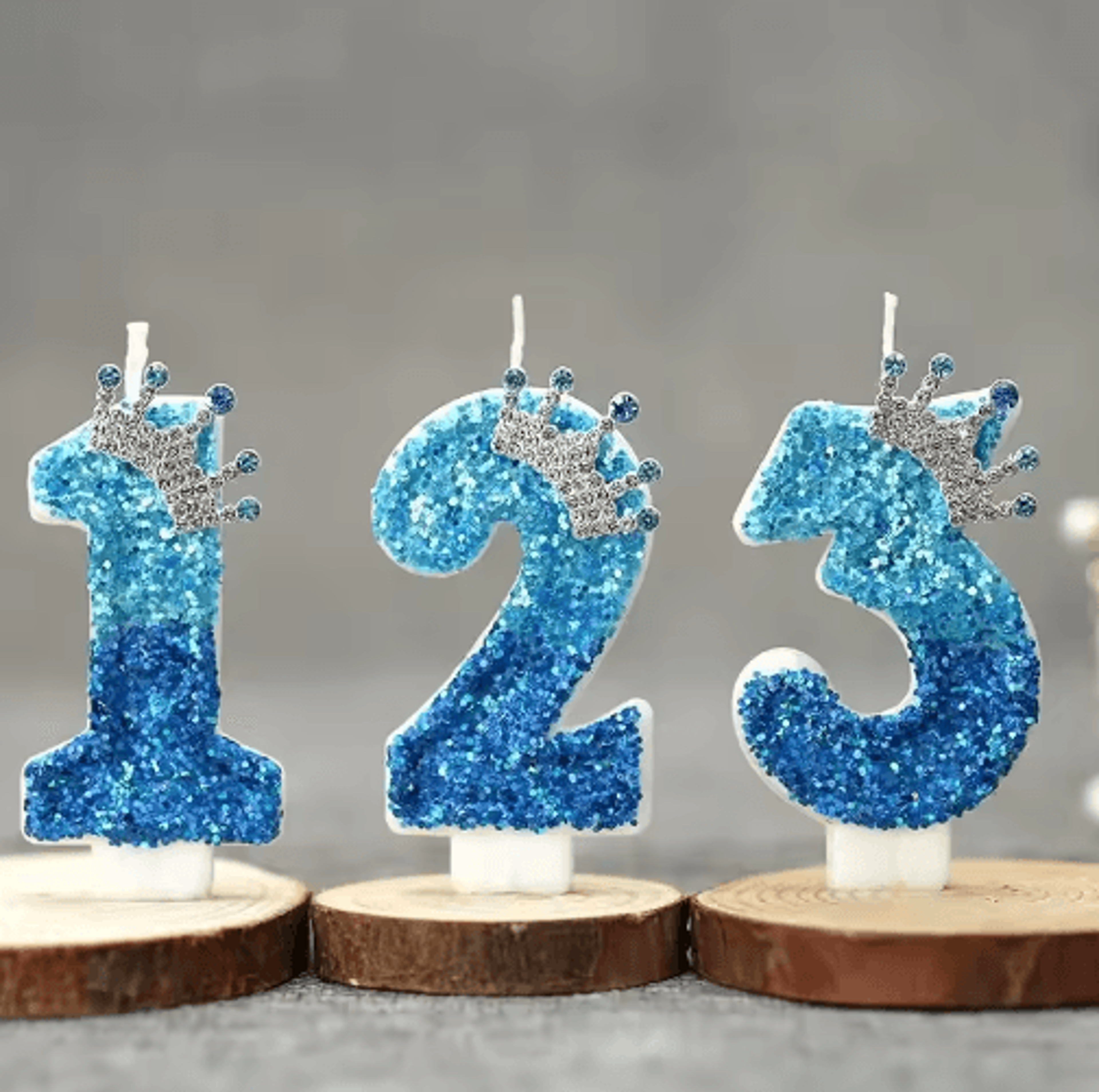 Blue Princess Crown Number Birthday Candle 09  Royal Cake Topper For Girls Birthday Parties 12
