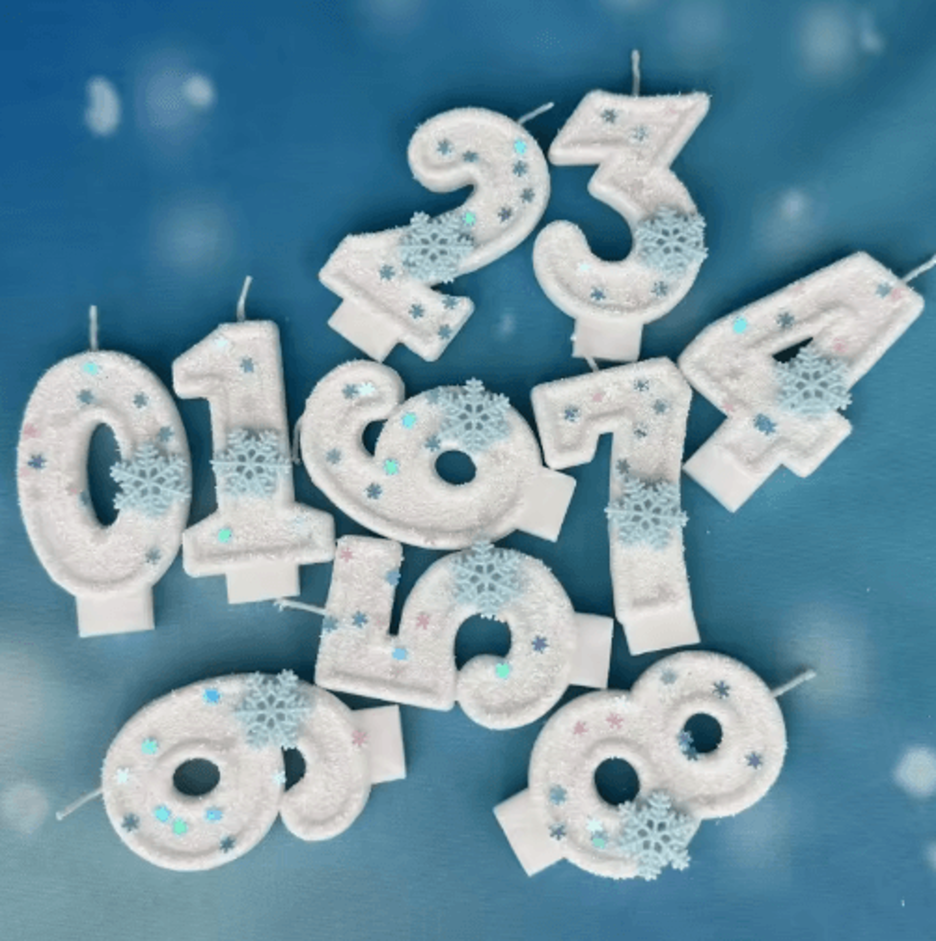 Snowflake Number Birthday Candles 09  WinterThemed Cake Toppers For Christmas  Birthday Parties 11
