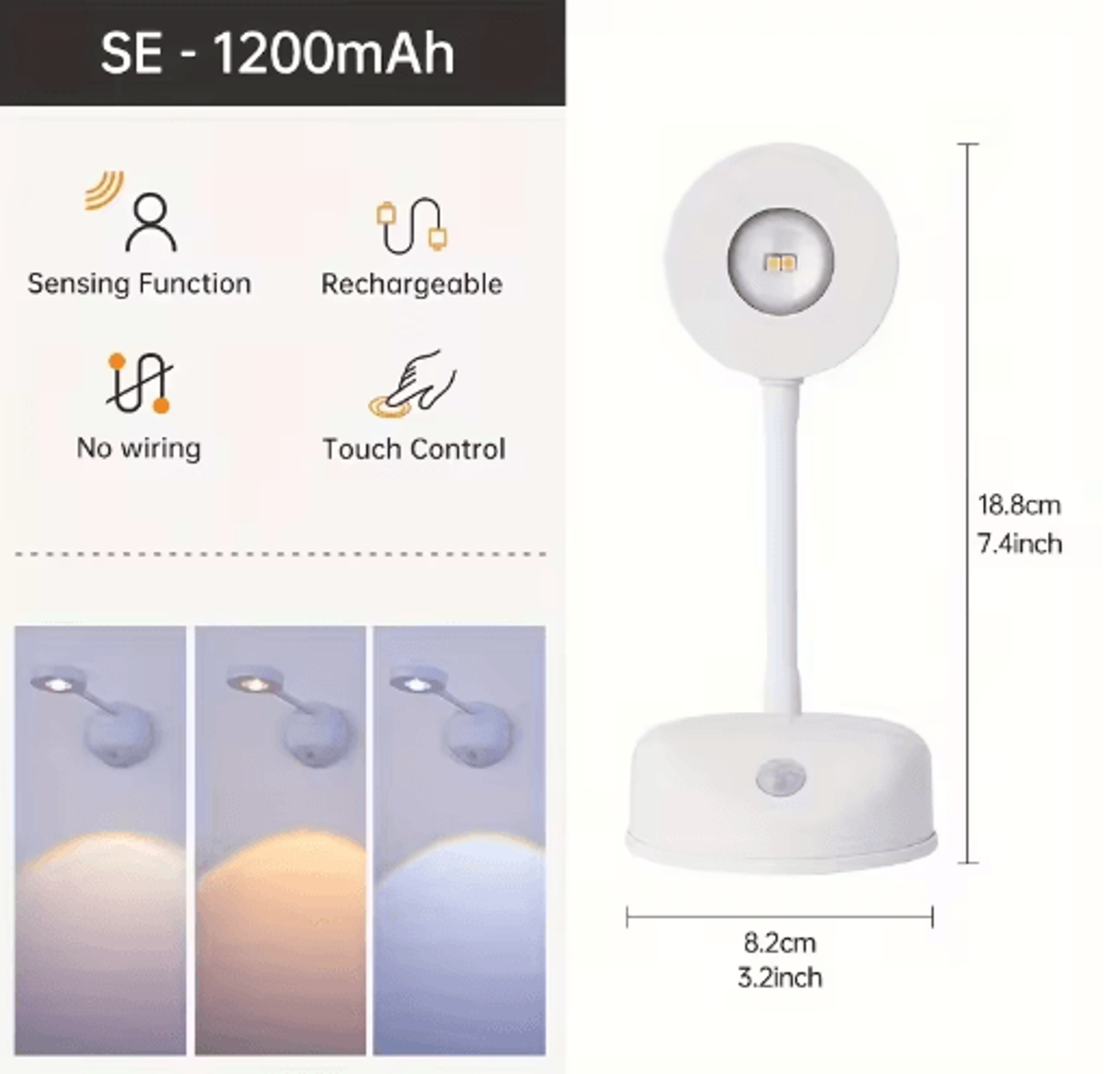 Rechargeable Motion Sensor LED Wall Lamp  Wireless Dimmable Spotlight For Artwork  Night Lighting 1