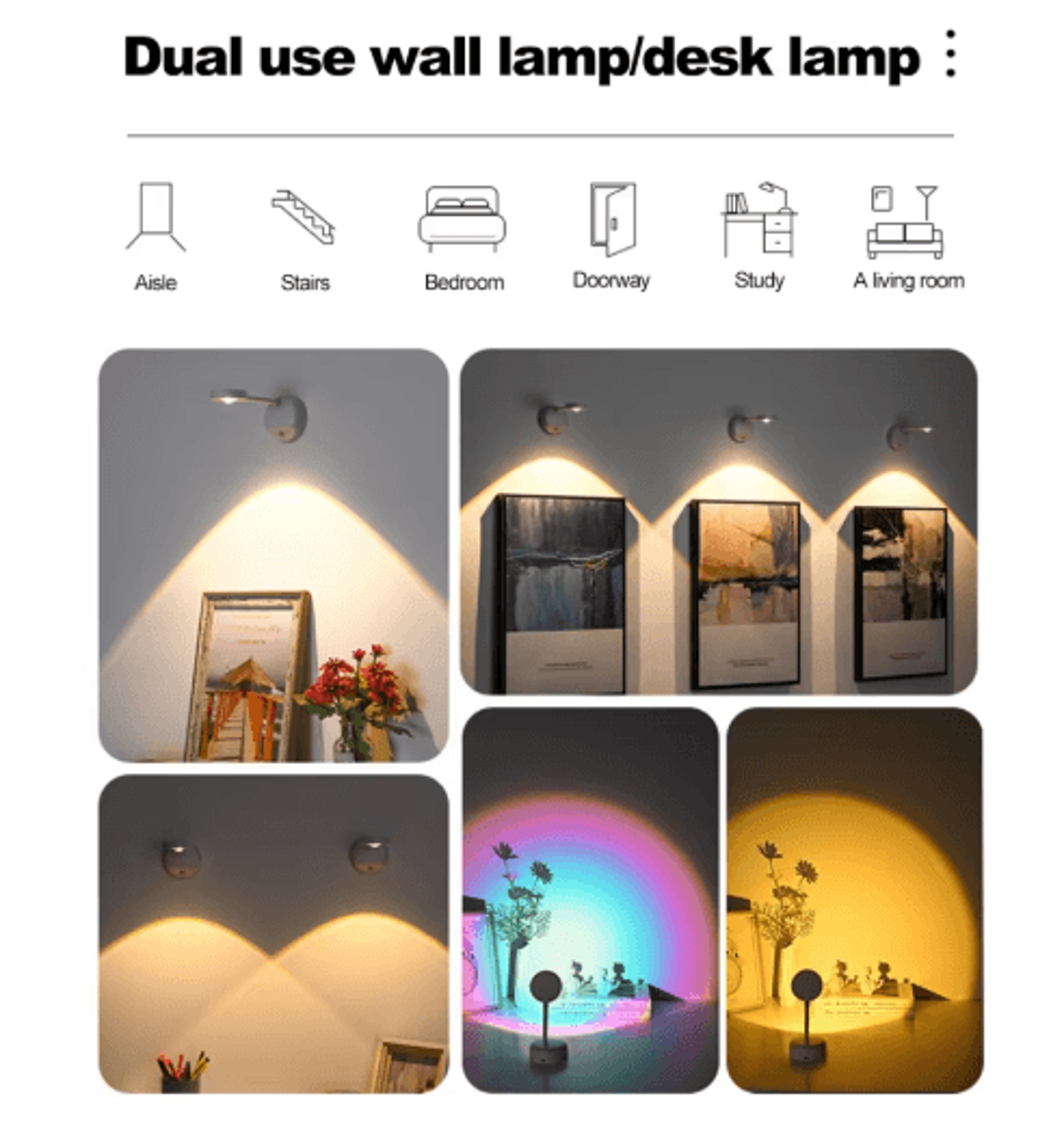 PZSUNLY USB Rechargeable Motion Sensor LED Wall Light  Wireless Dimmable Spotlight For Paintings  P 6