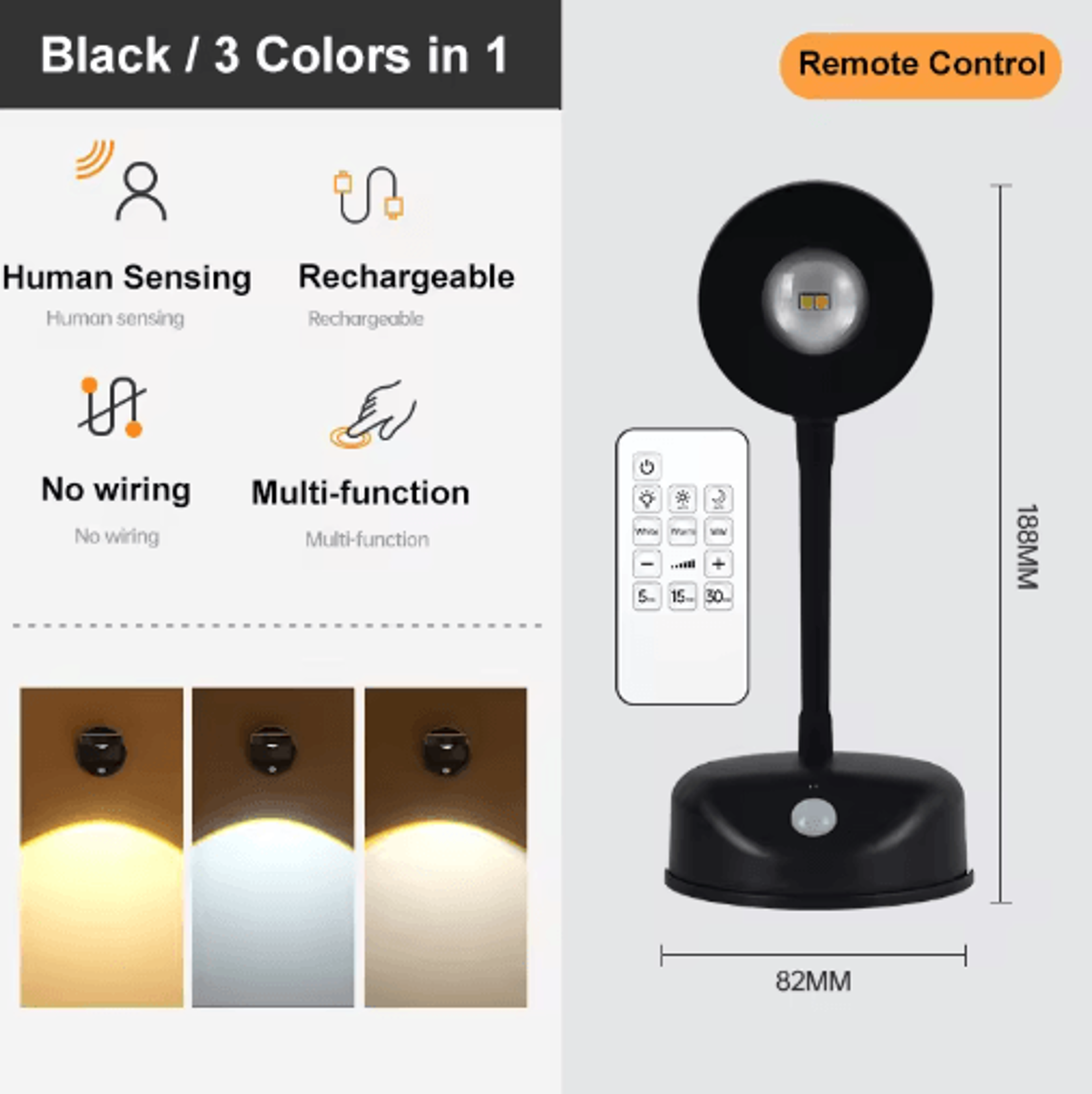 USB Rechargeable Motion Sensor LED Wall Spotlight  Wireless Dimmable Picture Light For Artwork  Hom 2