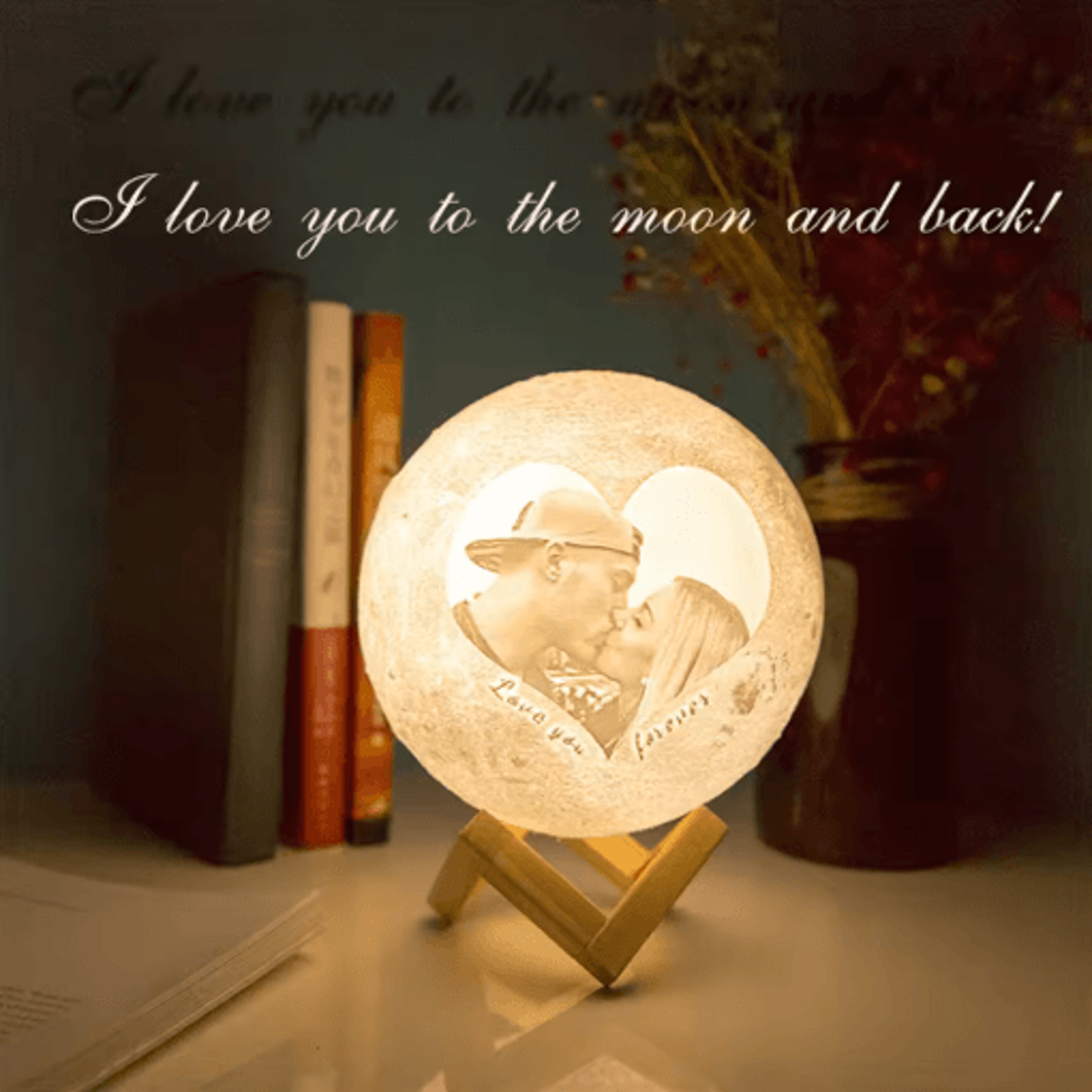 Personalized Photo Moon Lamp  Custom Engraved LED Night Light With 2316 Color Options 7