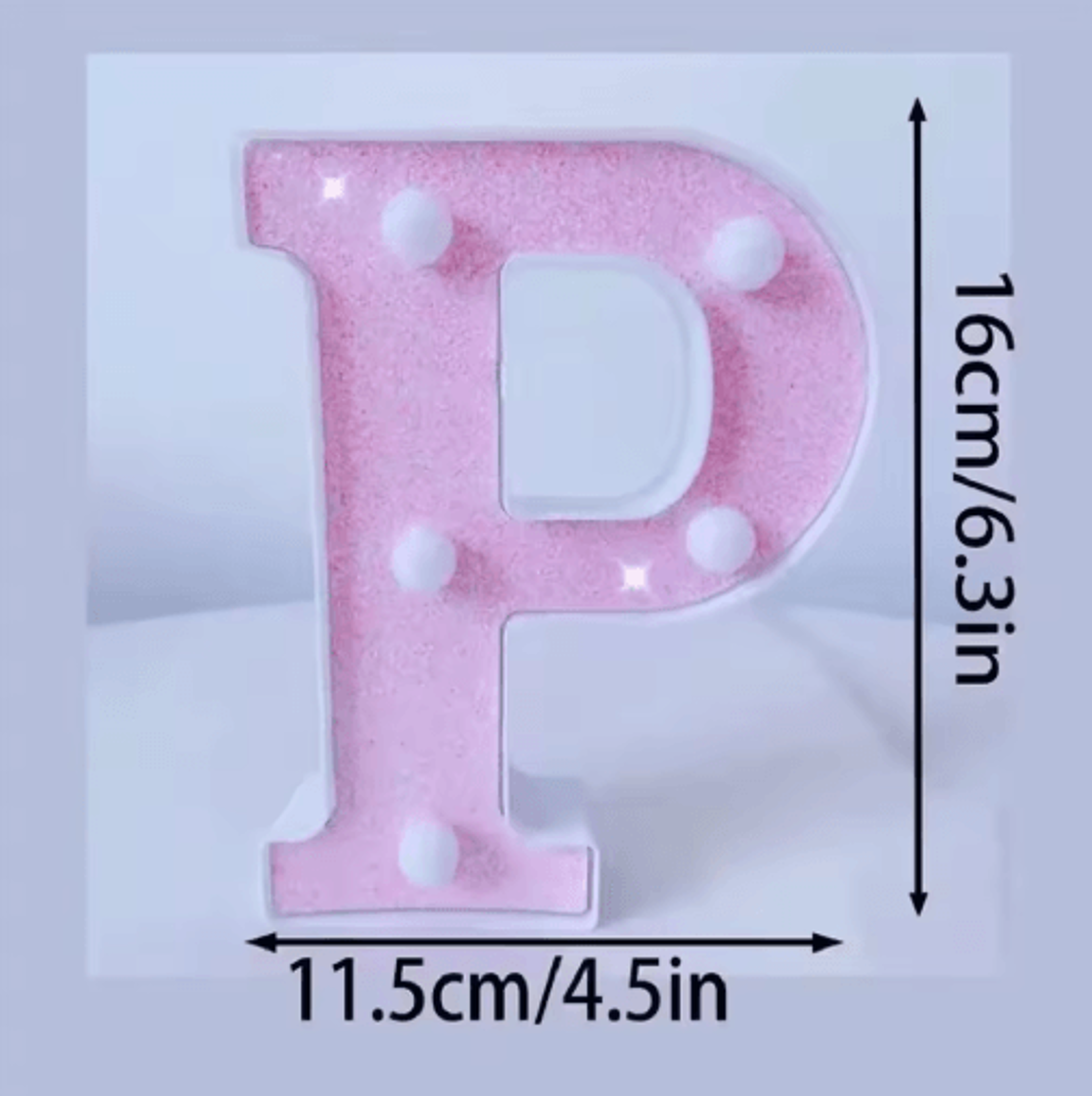 16cm Pink Glitter LED Letter  Number Light  Battery Powered Decorative Marquee Light For Parties  E 10