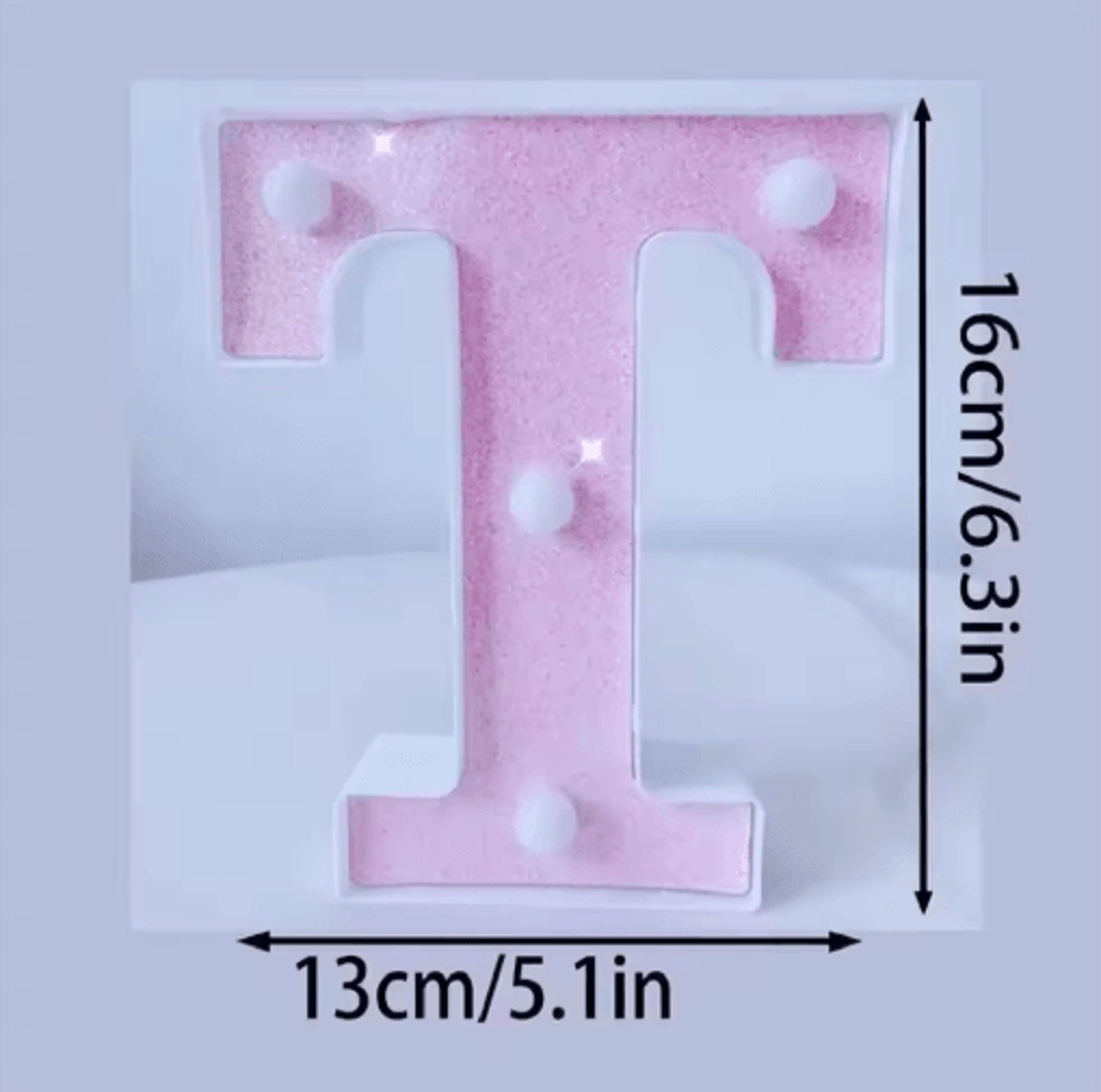 16cm Pink Glitter LED Letter  Number Light  Battery Powered Decorative Marquee Light For Parties  E 6