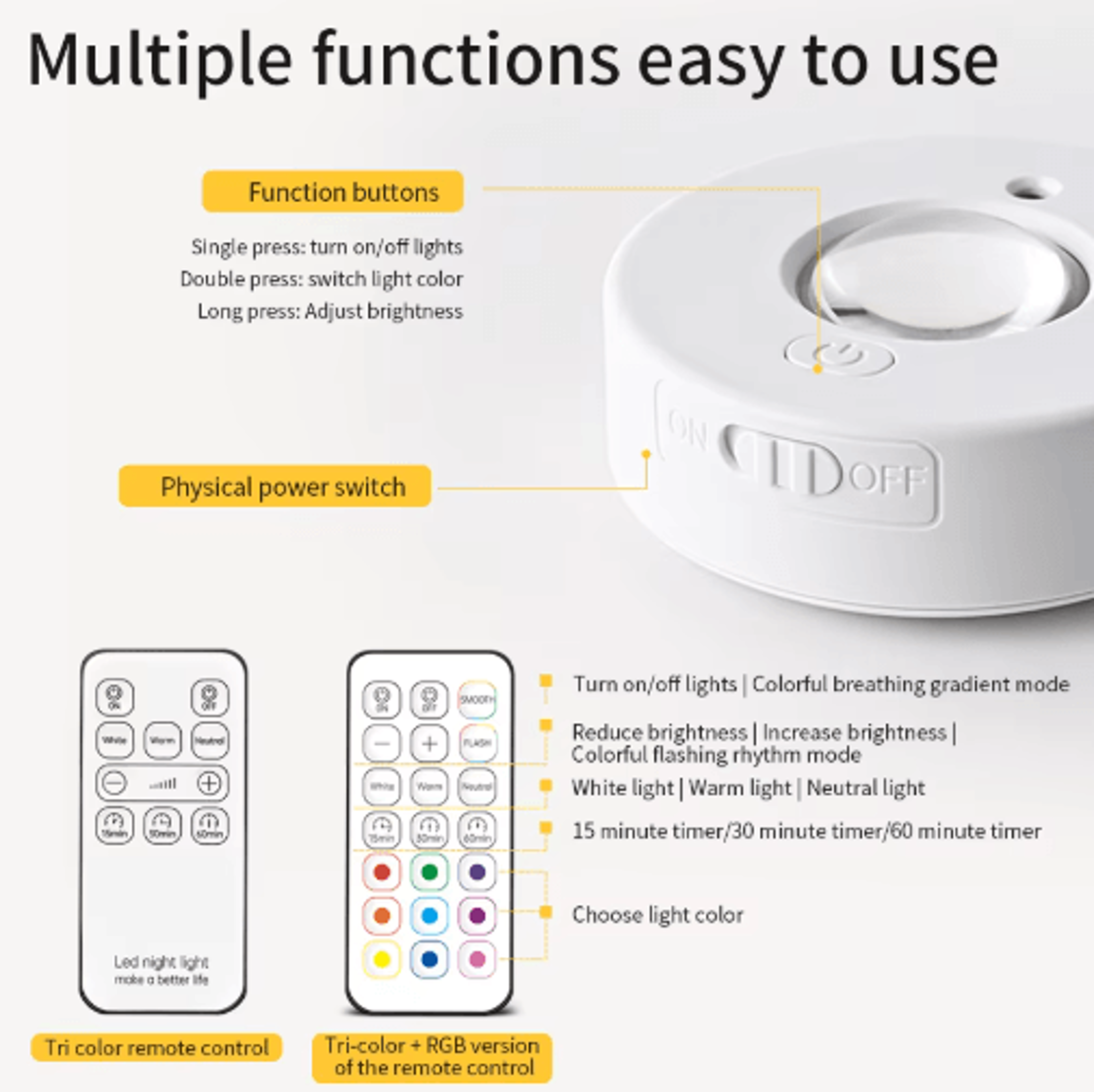 Rechargeable RGB LED Night Light  Wireless Under Cabinet Spotlight With IR Remote Control 4
