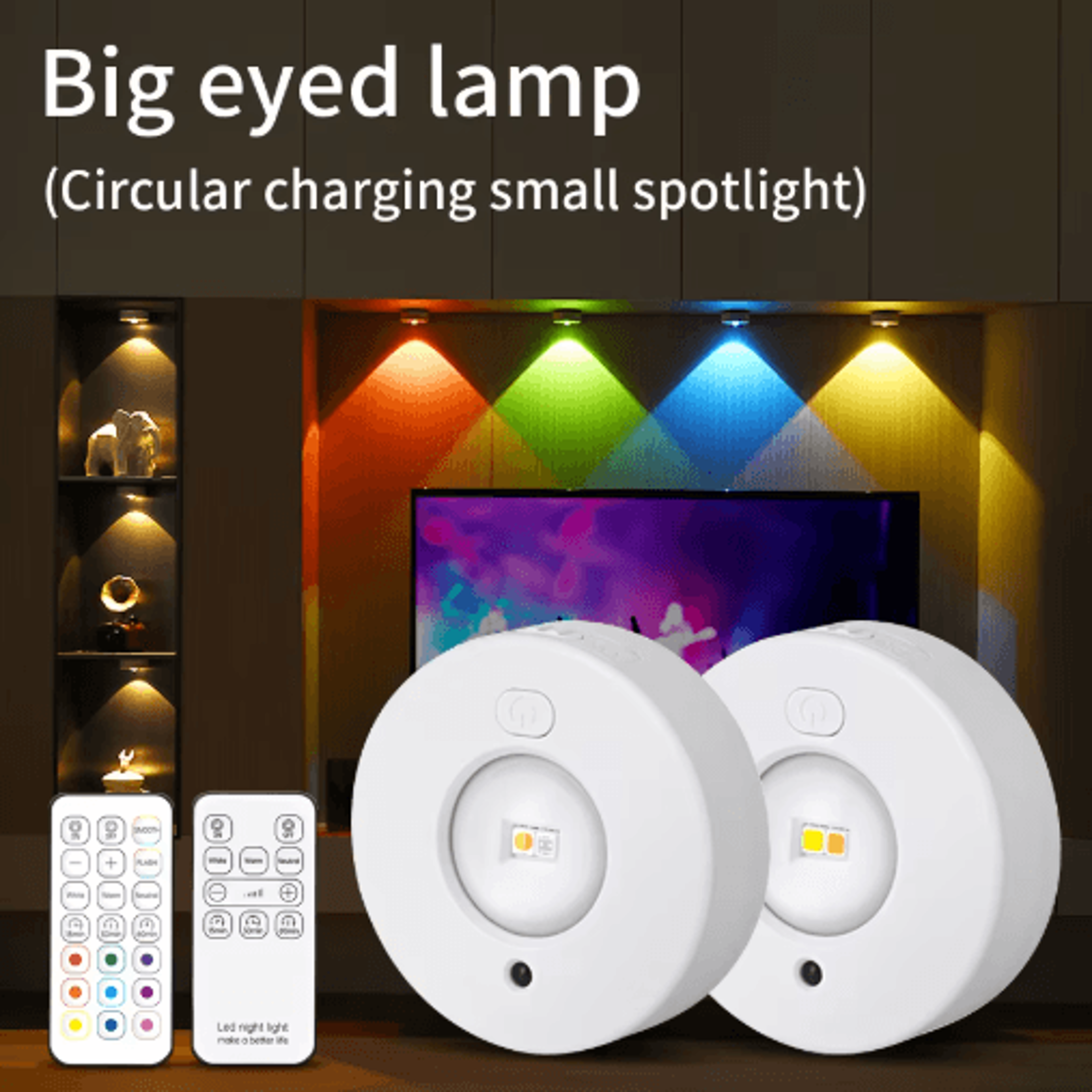 Rechargeable RGB LED Night Light  Wireless Under Cabinet Spotlight With IR Remote Control 0