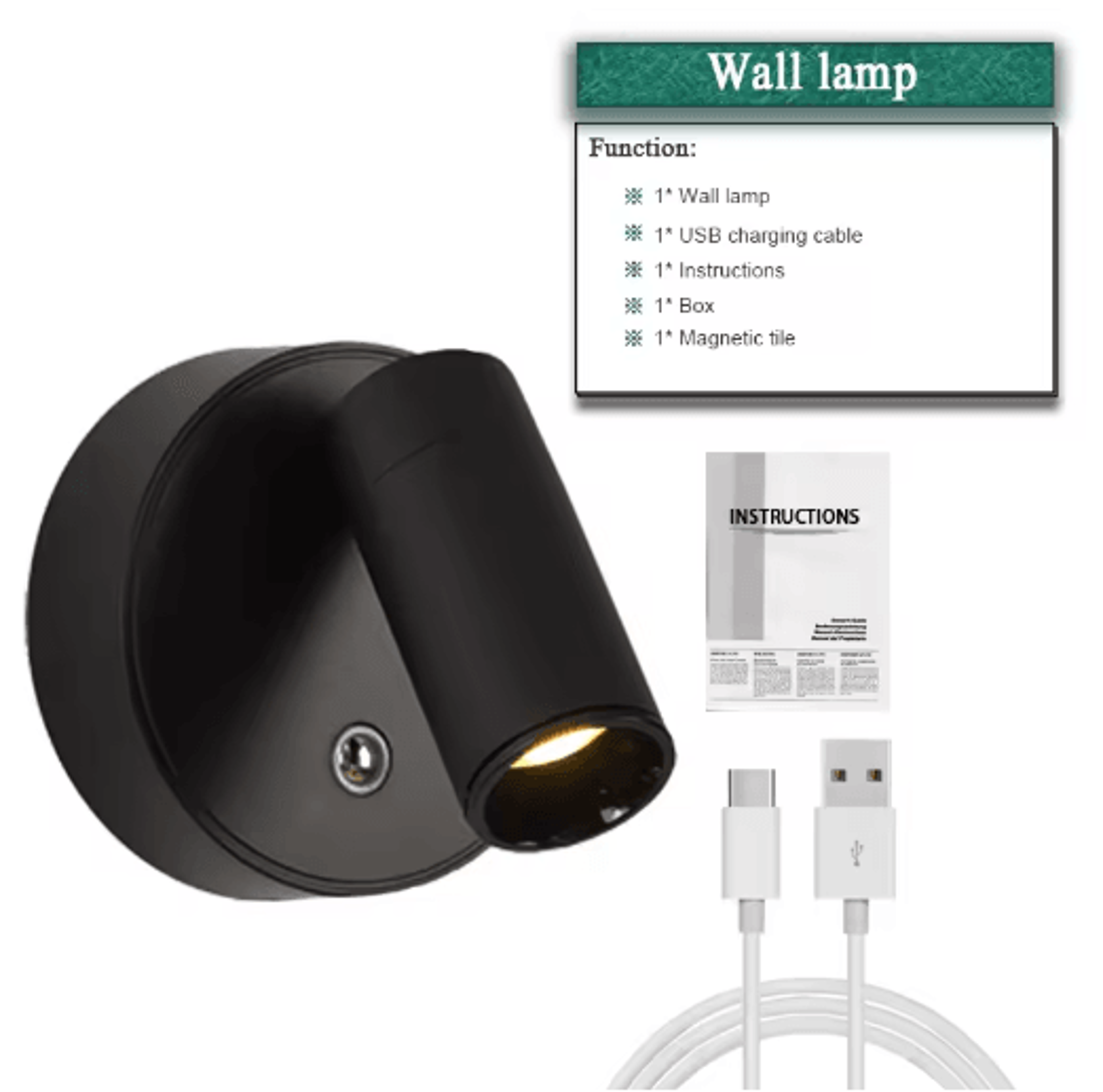 Mini Magnetic LED Spotlight  Wireless Rechargeable Dimmable Wall Light With 3 Lighting Modes 6