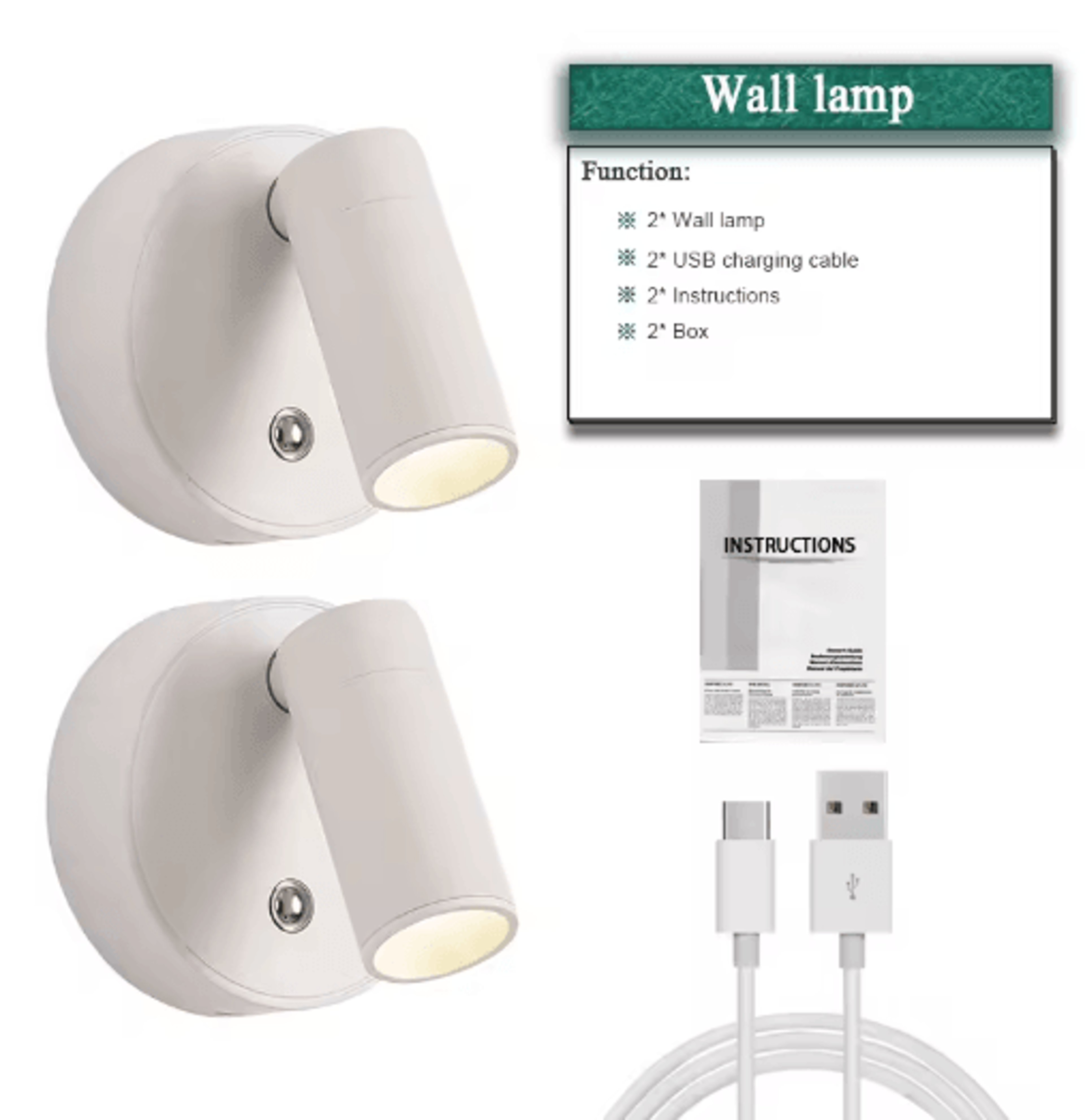 4PCS Rechargeable Magnetic LED Wall Lights  350 Rotatable Touch Dimmable Bedside Lamps 4