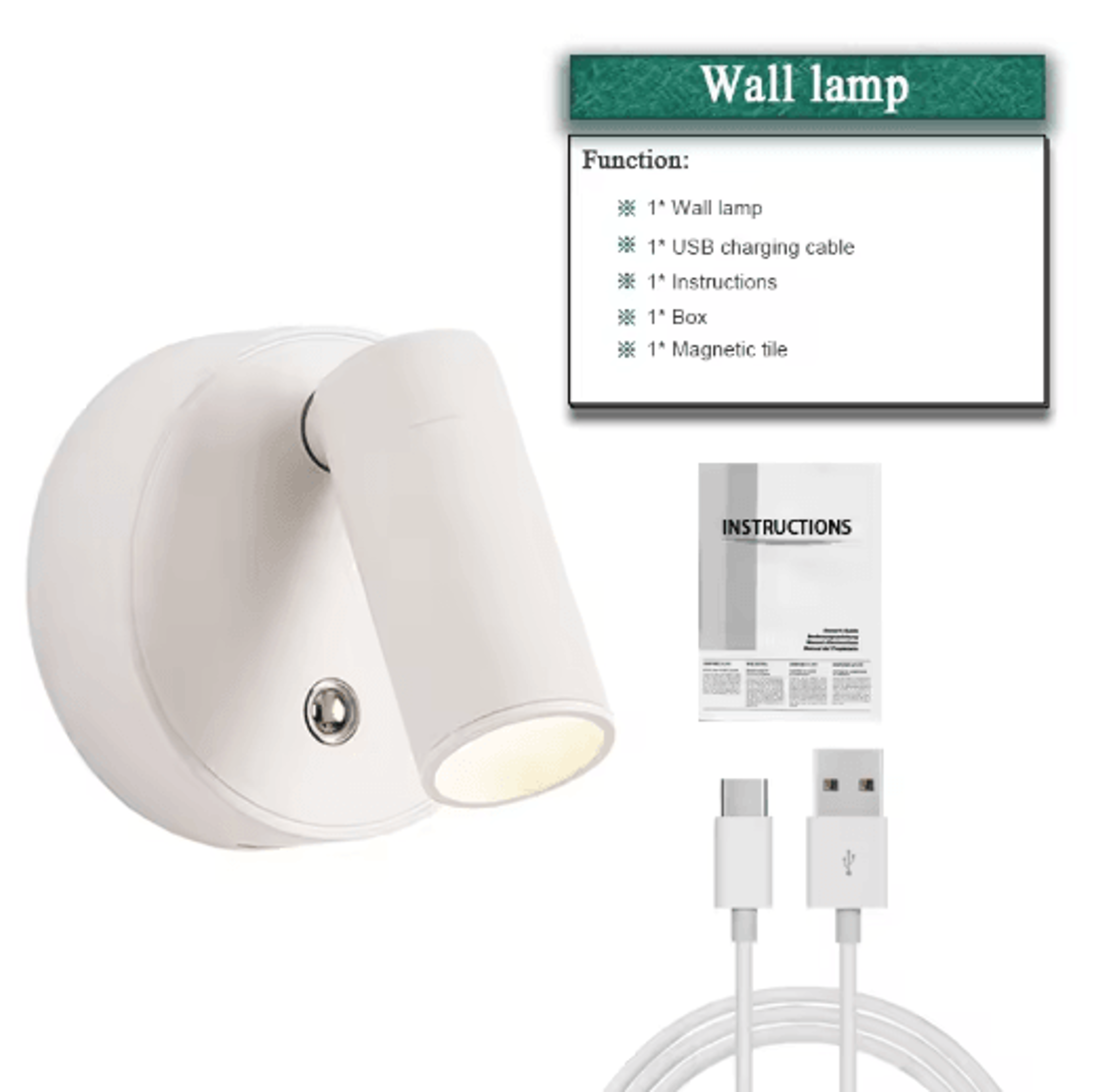 4PCS Rechargeable Magnetic LED Wall Lights  350 Rotatable Touch Dimmable Bedside Lamps 6