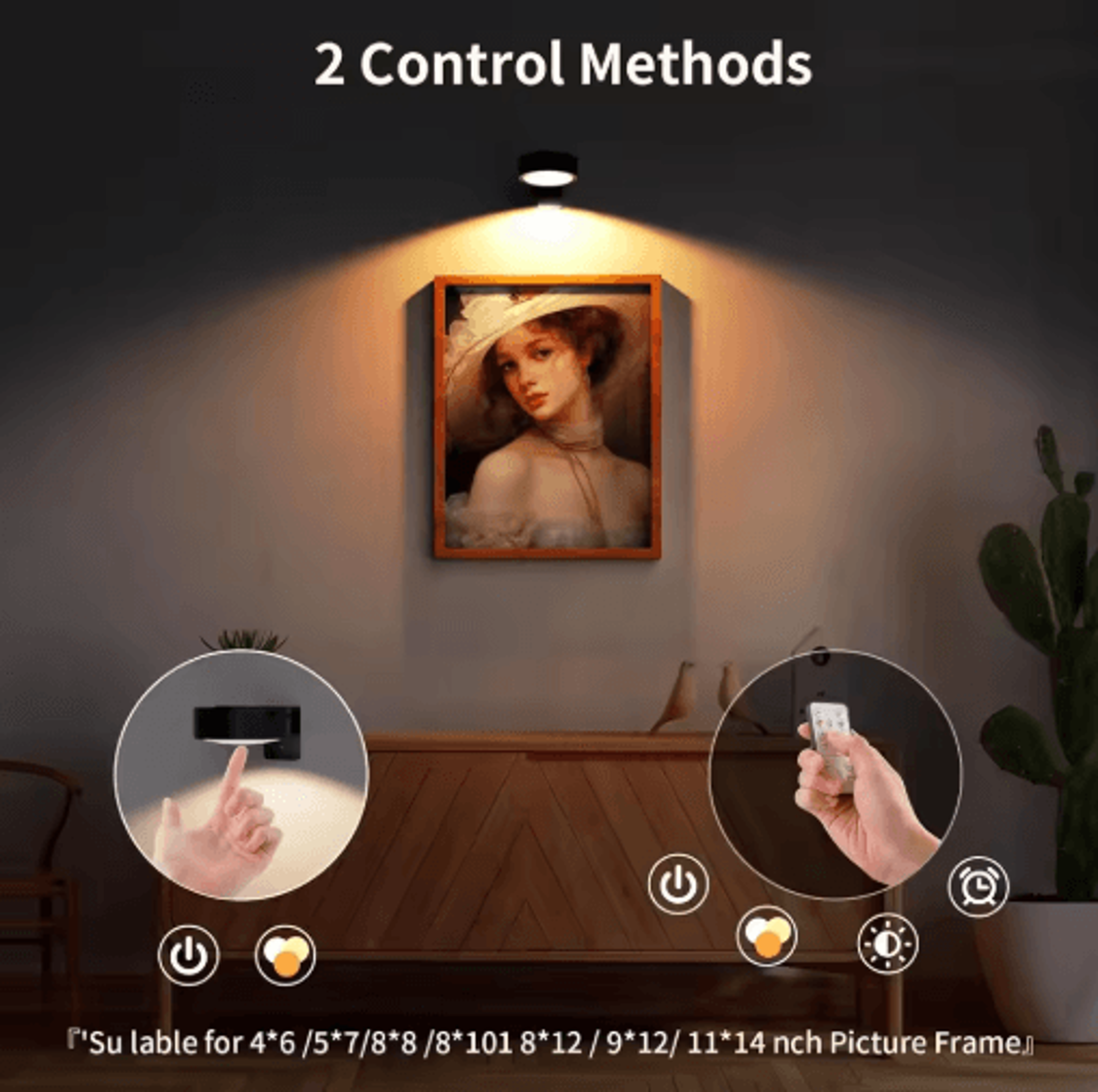12PCS RGB LED Picture Light  Battery Powered Art Display Light With Remote  13 Color Modes 9