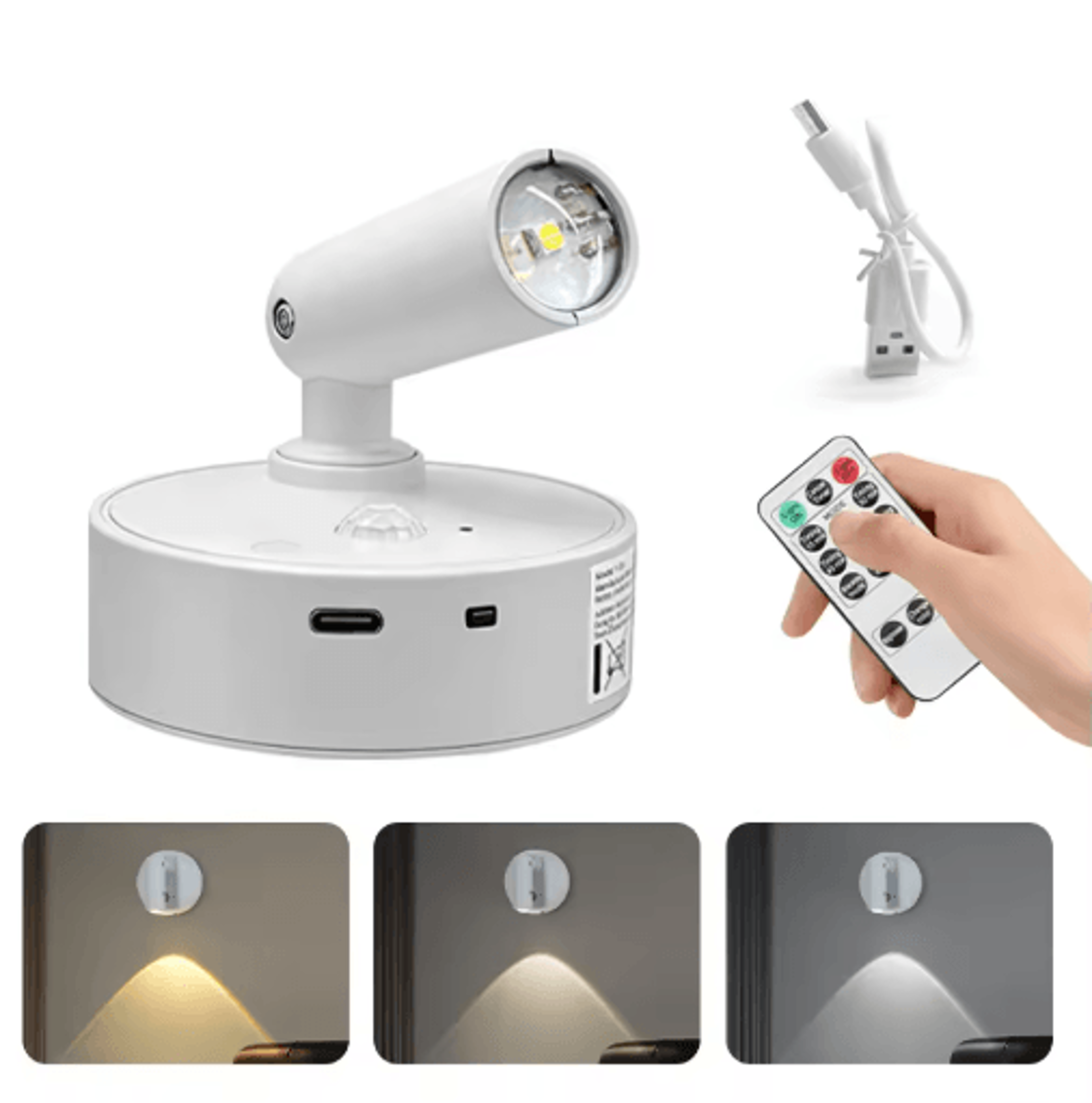 Rechargeable Motion Sensor LED Spotlight  Wireless Wall Light With Remote For Artwork  Bedside Ligh 3