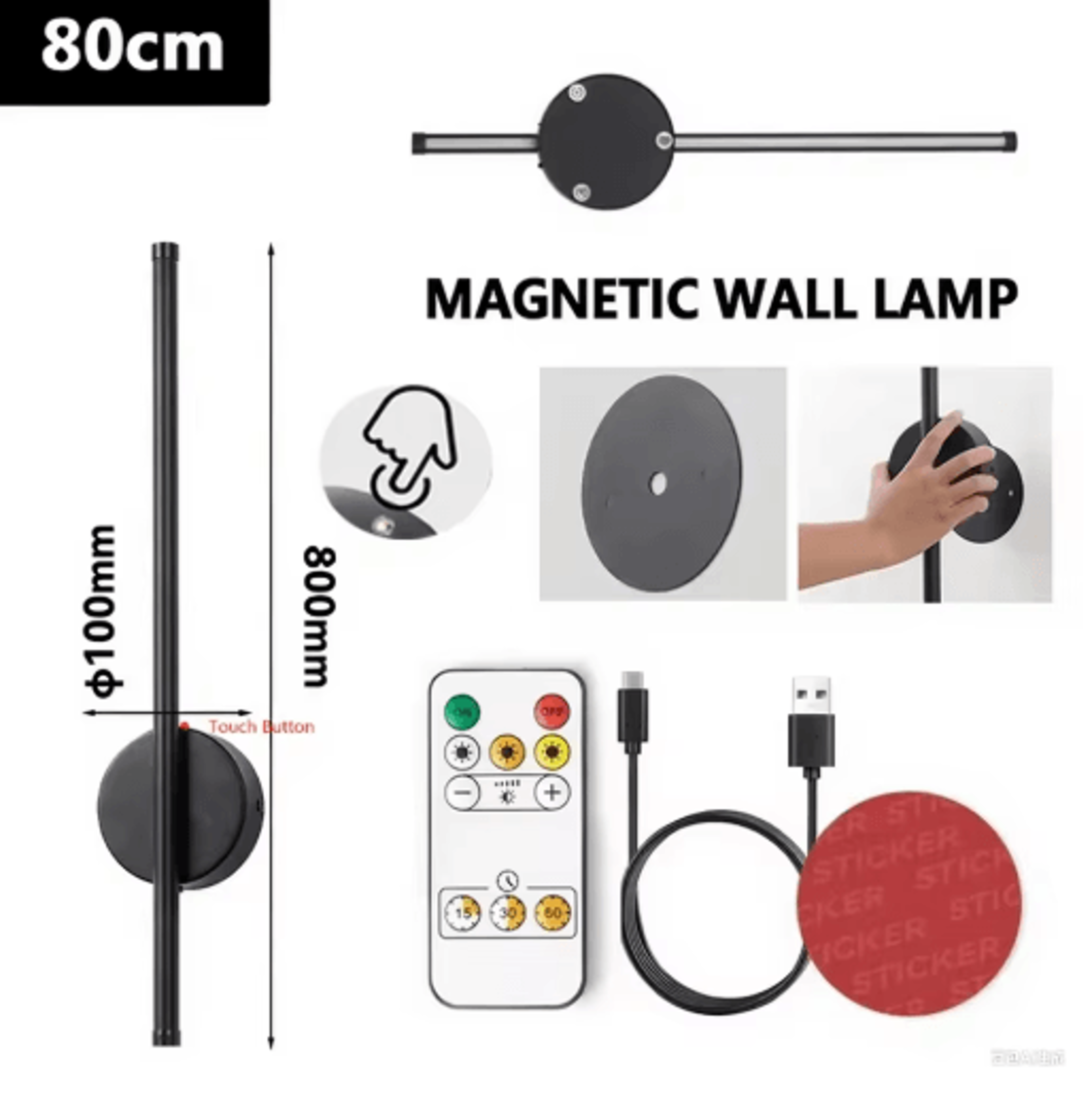 50cm80cm Rechargeable Wireless LED Wall Sconce  Modern Dimmable Wall Light With Remote Control 1