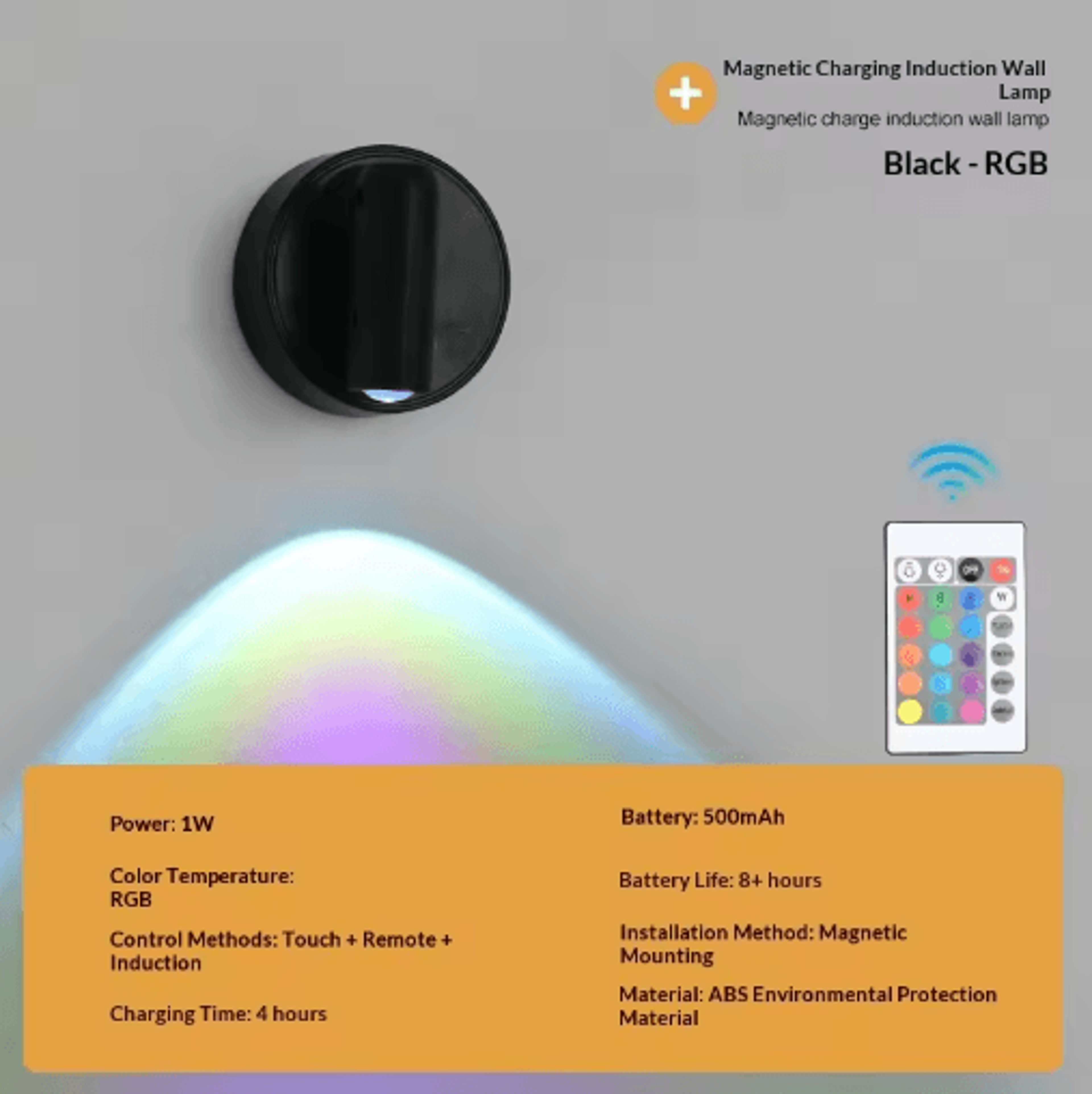 USB Rechargeable Magnetic LED Wall Light  Wireless NoDrill Dimmable Reading Spotlight With Touch Co 8