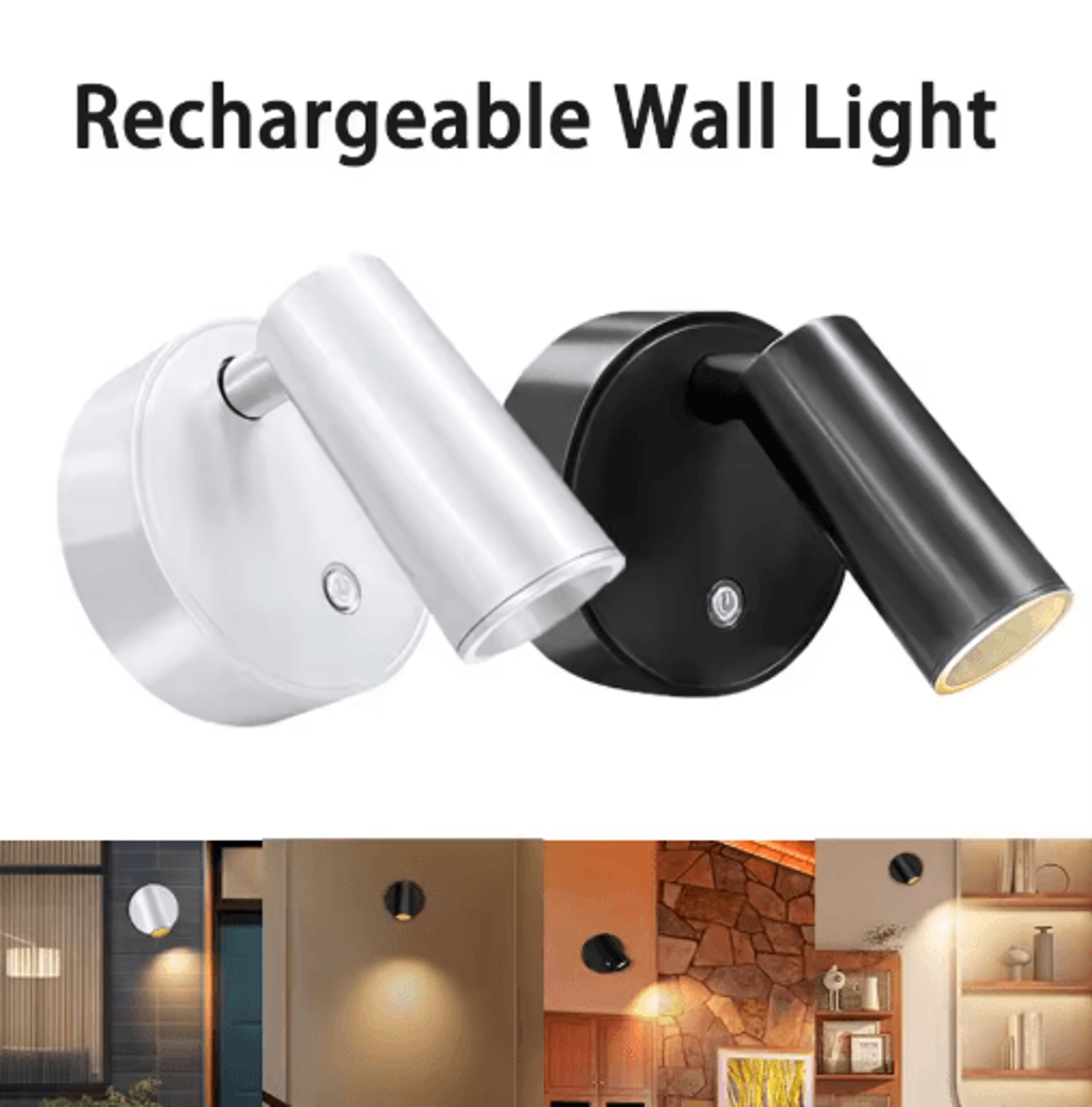 Magnetic LED Bedside Wall Lamp  USB Rechargeable Touch Control Wireless Spotlight Sconce 7