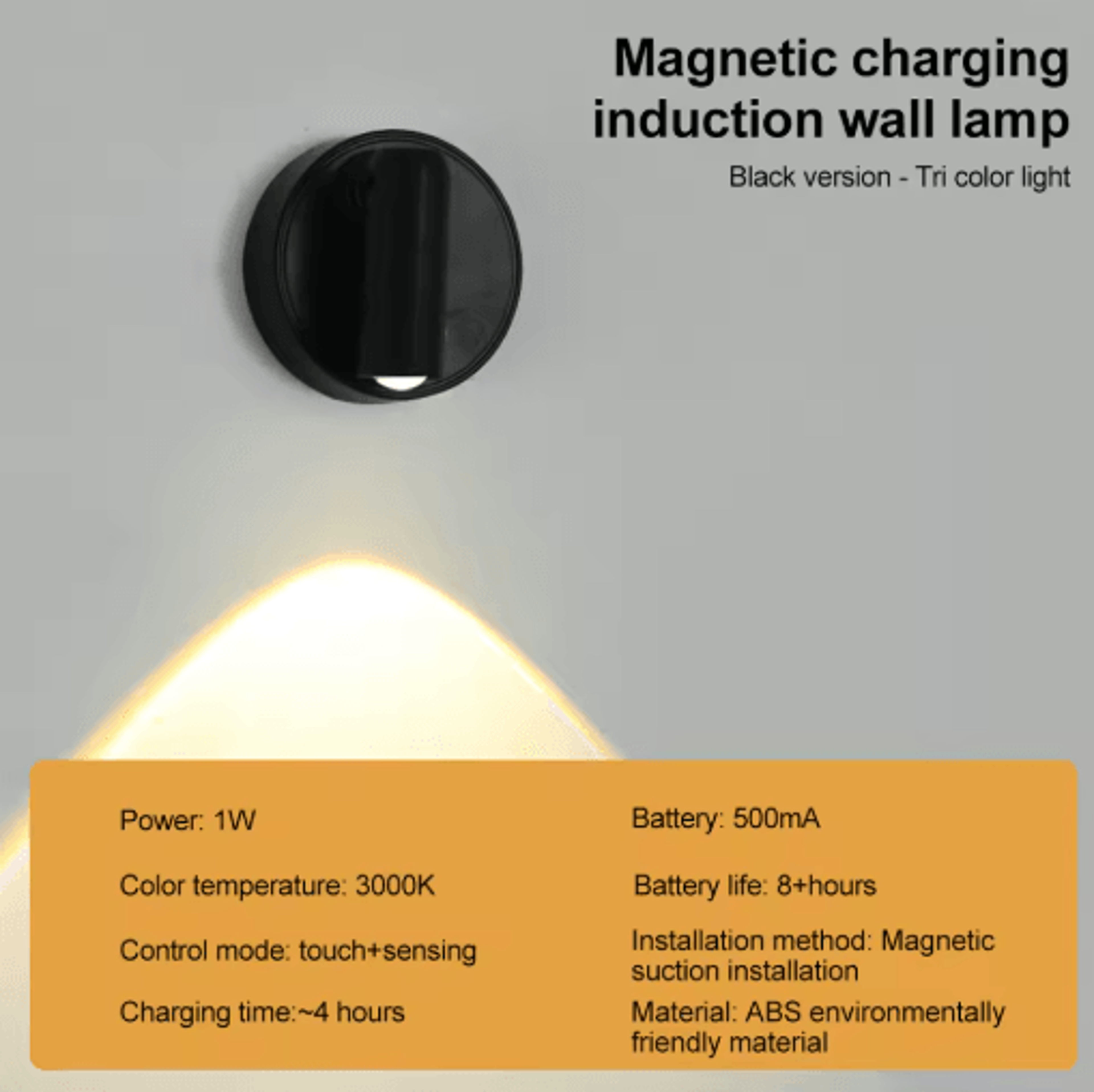 Magnetic USB Rechargeable LED Wall Light  Wireless Dimmable Reading Spotlight With Touch Control 8