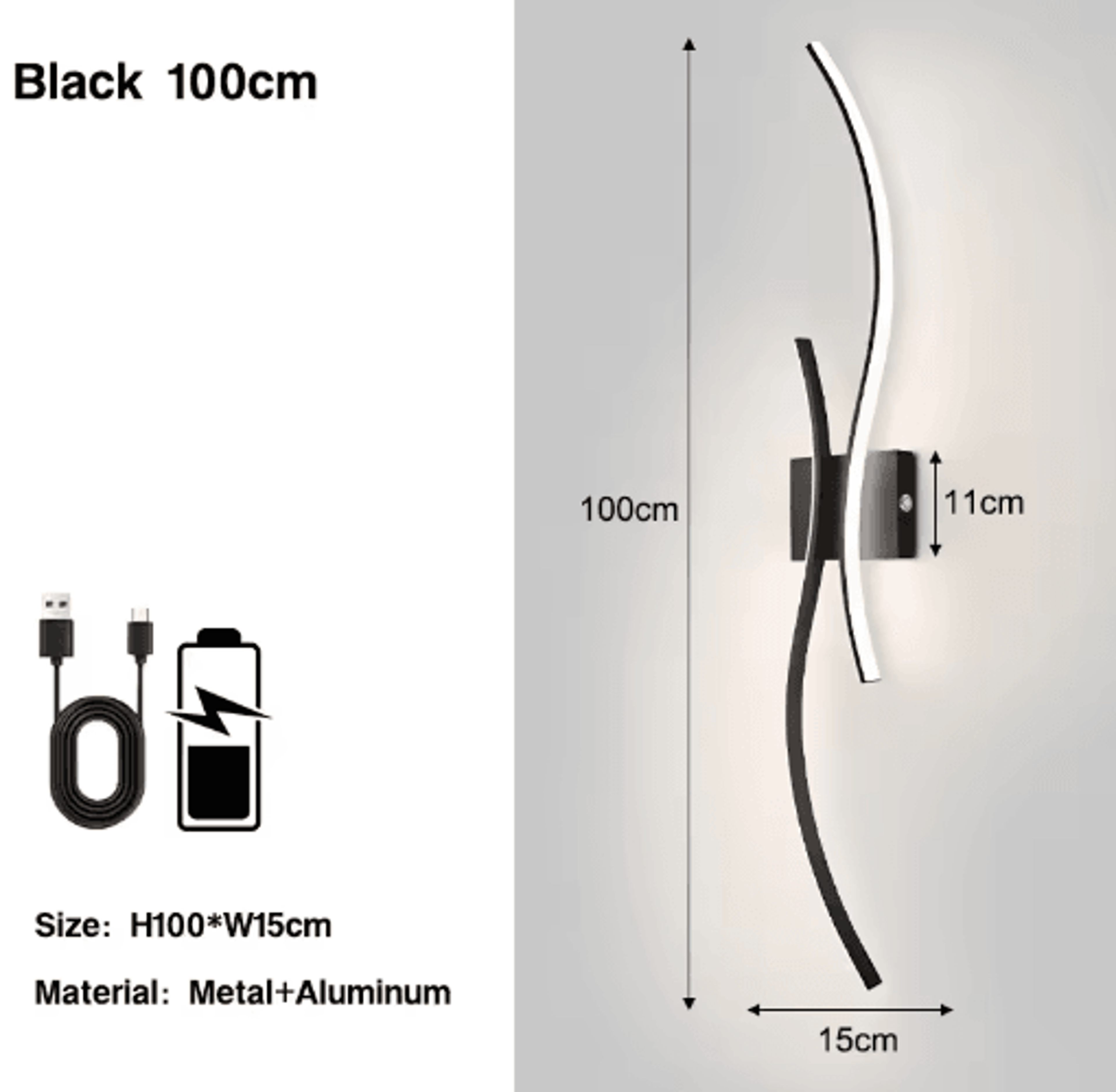Wireless Rechargeable LED Wall Sconce  3CCT Touch Dimmable Wall Light With Remote Control 3