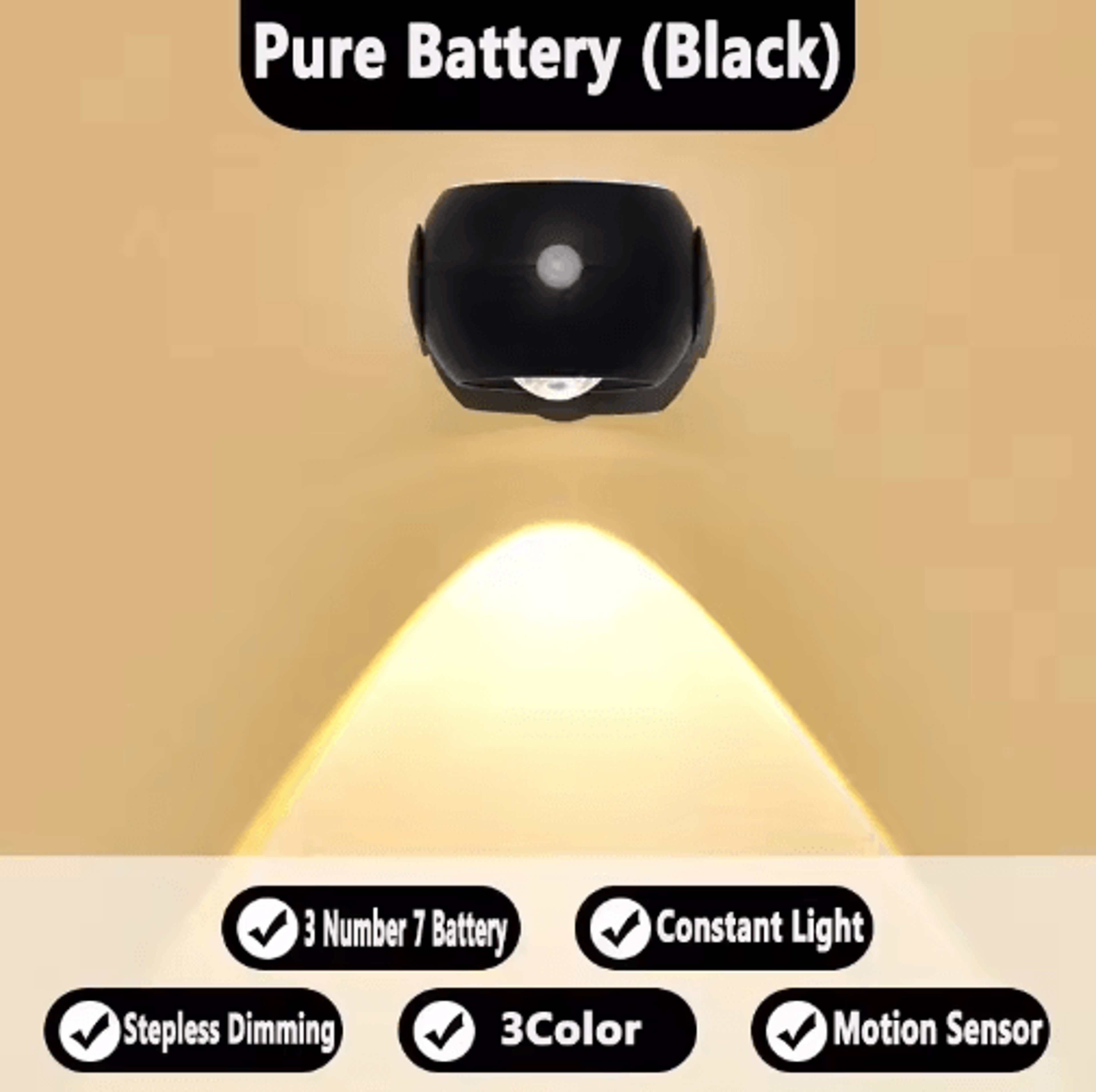 Rechargeable Motion Sensor LED Wall Lamp  360 Rotatable TouchControl Wireless Reading Light 3
