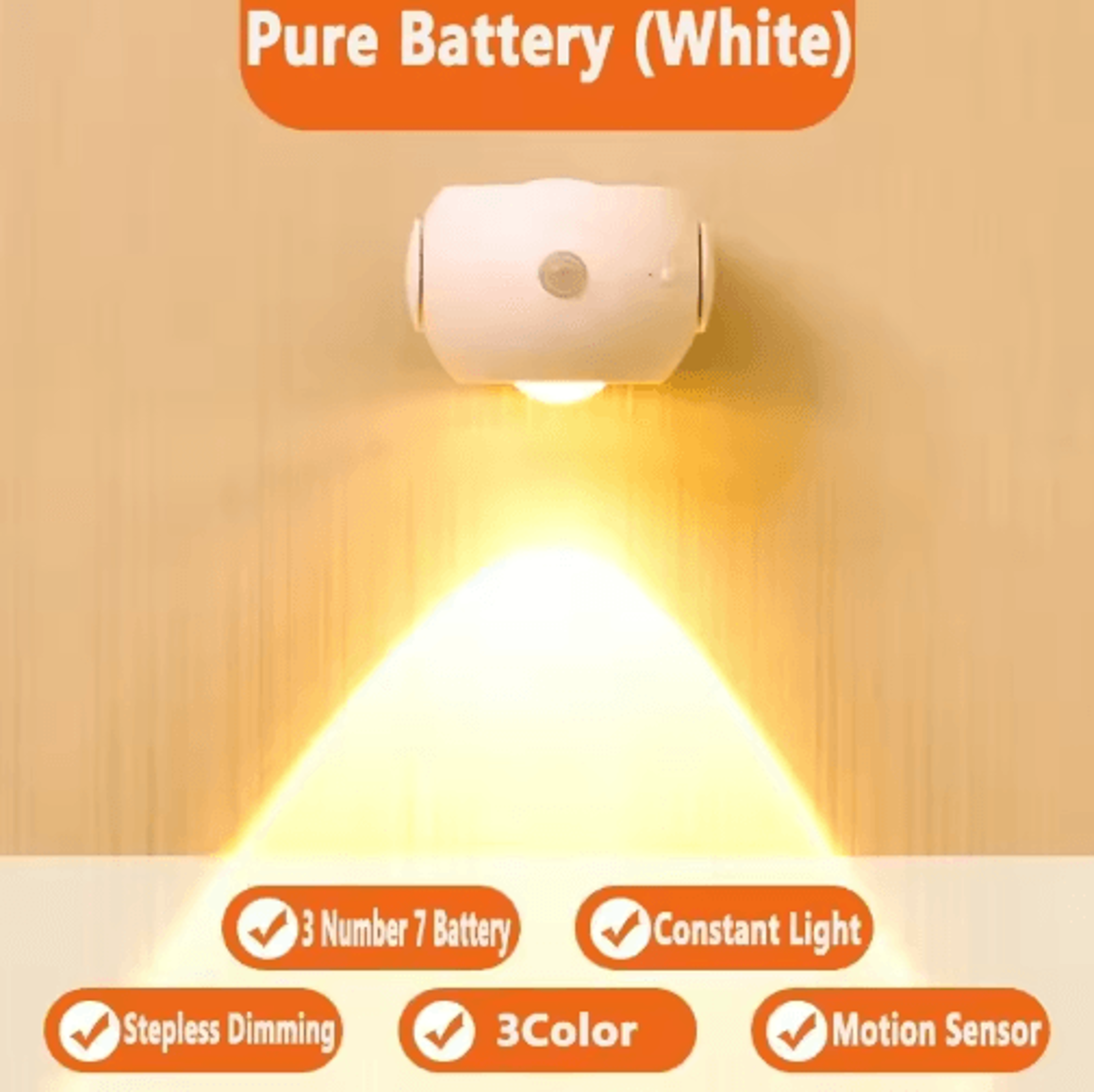 Rechargeable Motion Sensor LED Wall Lamp  360 Rotatable TouchControl Wireless Reading Light 4